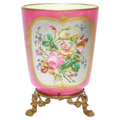 Antique Bronze Mounted Paris Porcelain Vase or Urn with a Platinum Ground