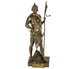 Antique Bronze Mythological Warrior "Honor Patria" Emile Picault, 19th C