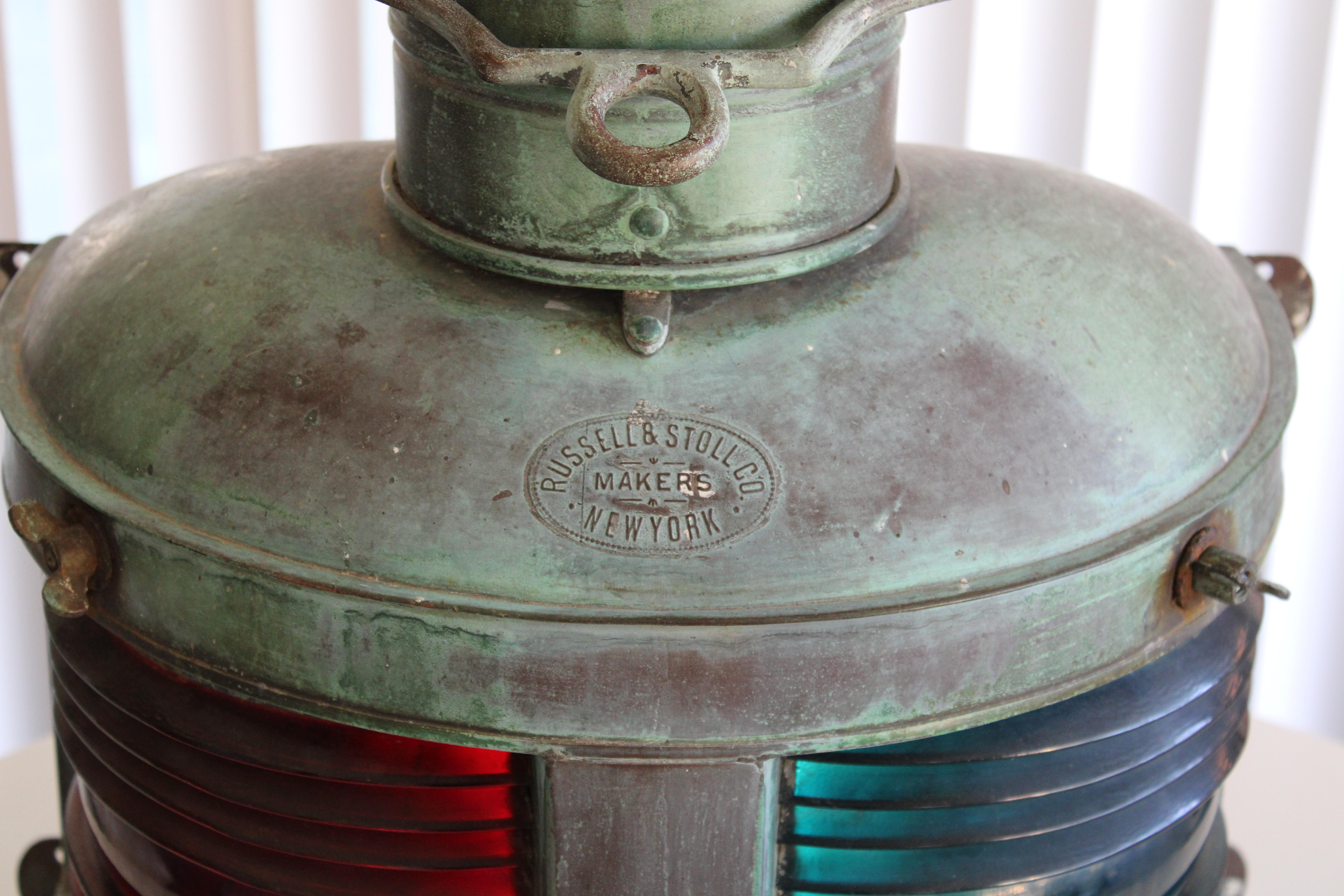 American Antique Bronze Nautical Lantern For Sale