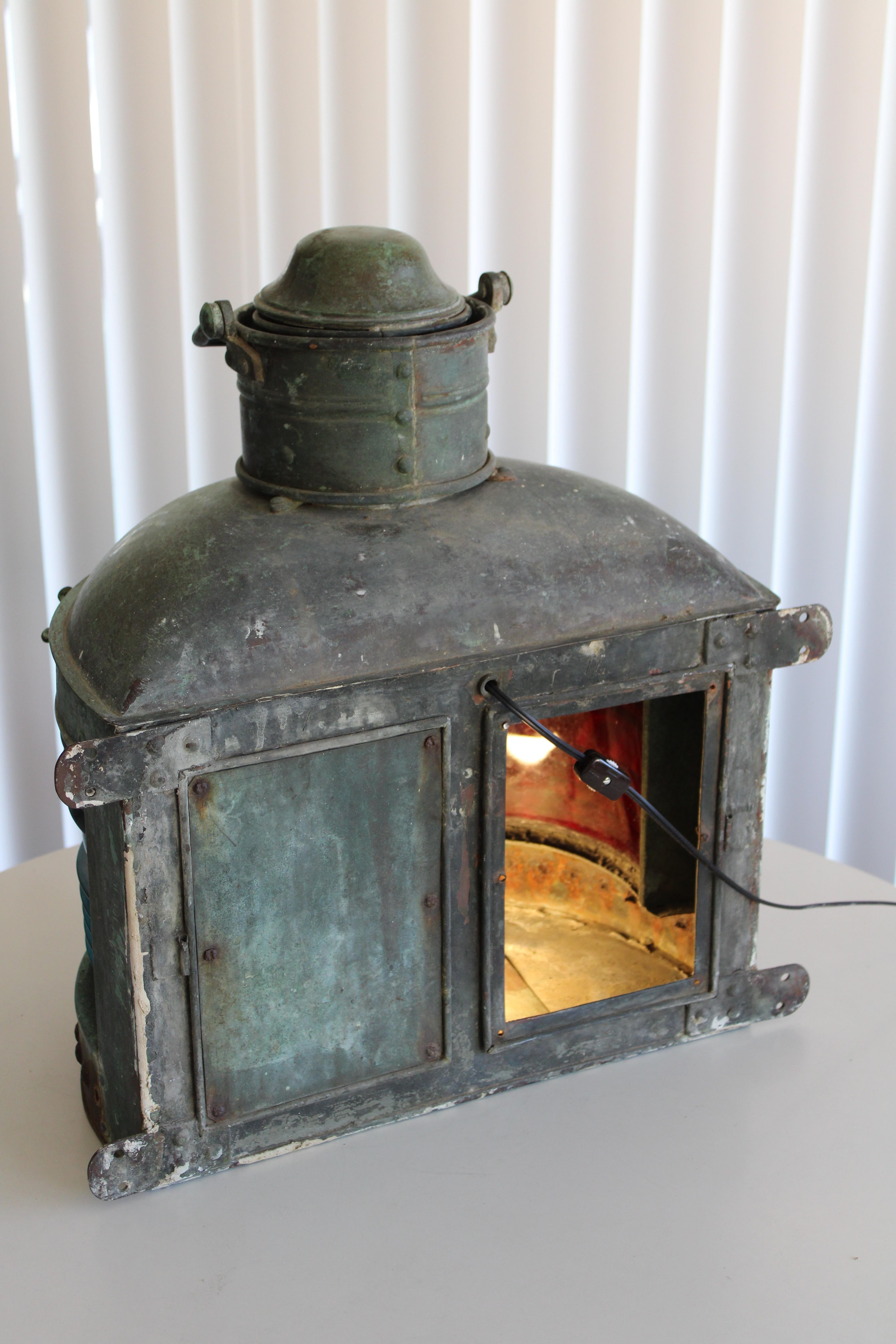 Early 20th Century Antique Bronze Nautical Lantern For Sale