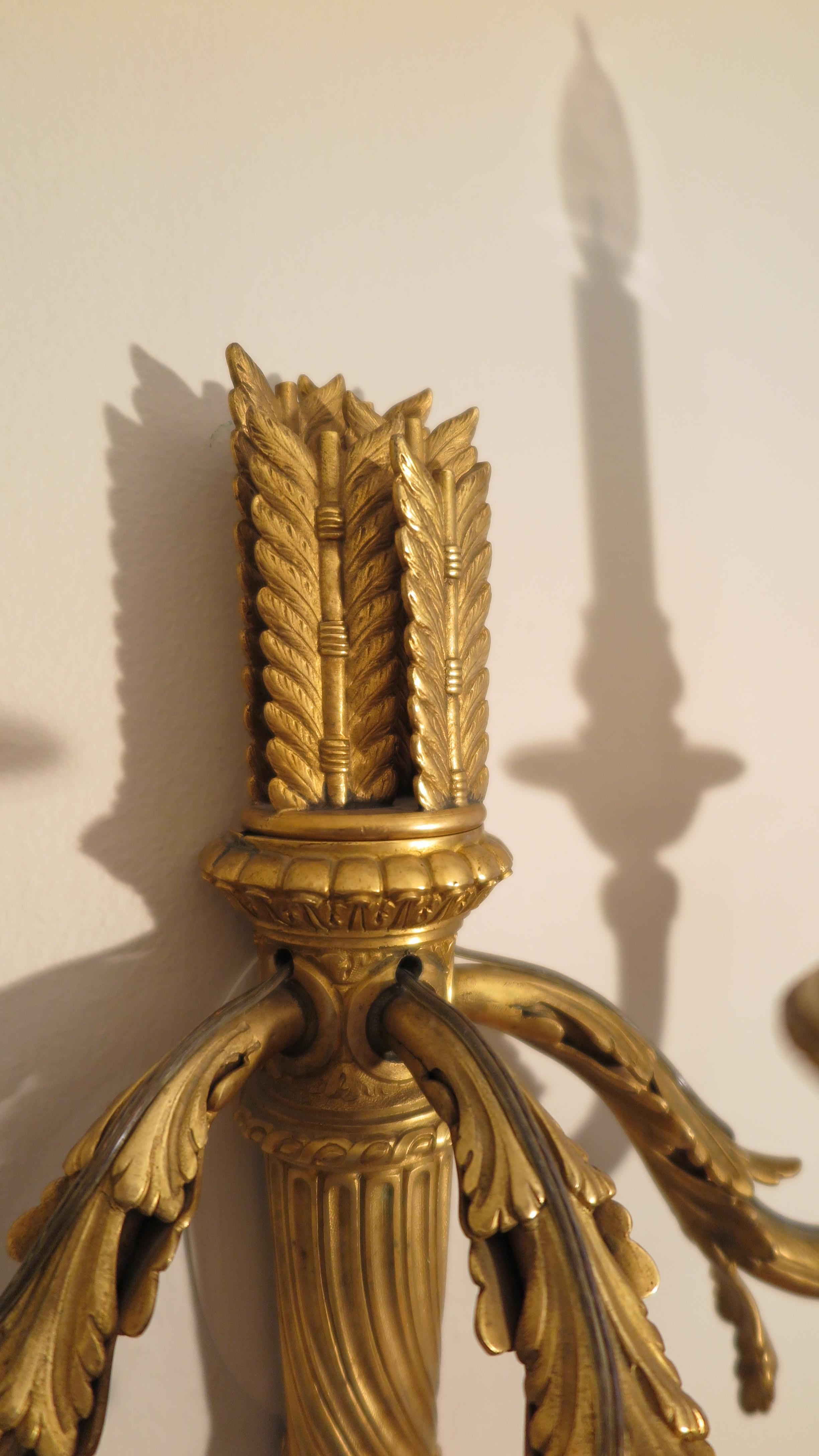 French Antique Bronze Neoclassical Bronze Sconces
