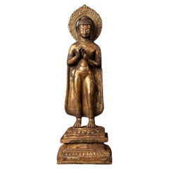 Statue de Bouddha népalais en bronze ancien du Népal