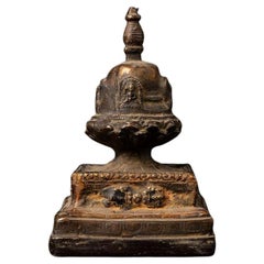 Antique Bronze Nepali Stupa from Nepal