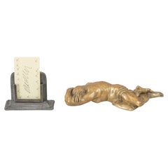 Antique Bronze of a Man Lying Face Down, Karoly Herpka, Hungarian (1861-1938)
