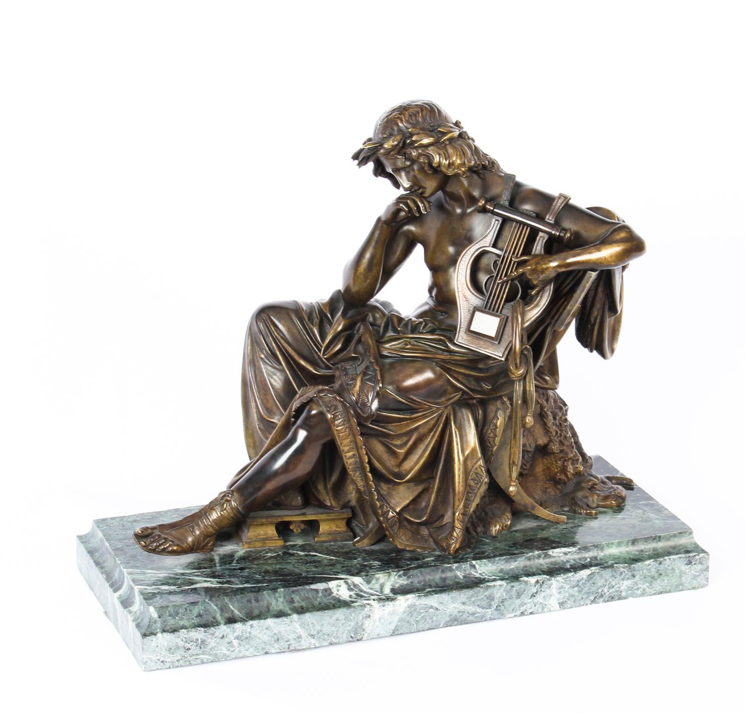 Antique Bronze of Orpheus, Albert-Ernest Carrier-Belleuse, 19th Century 4