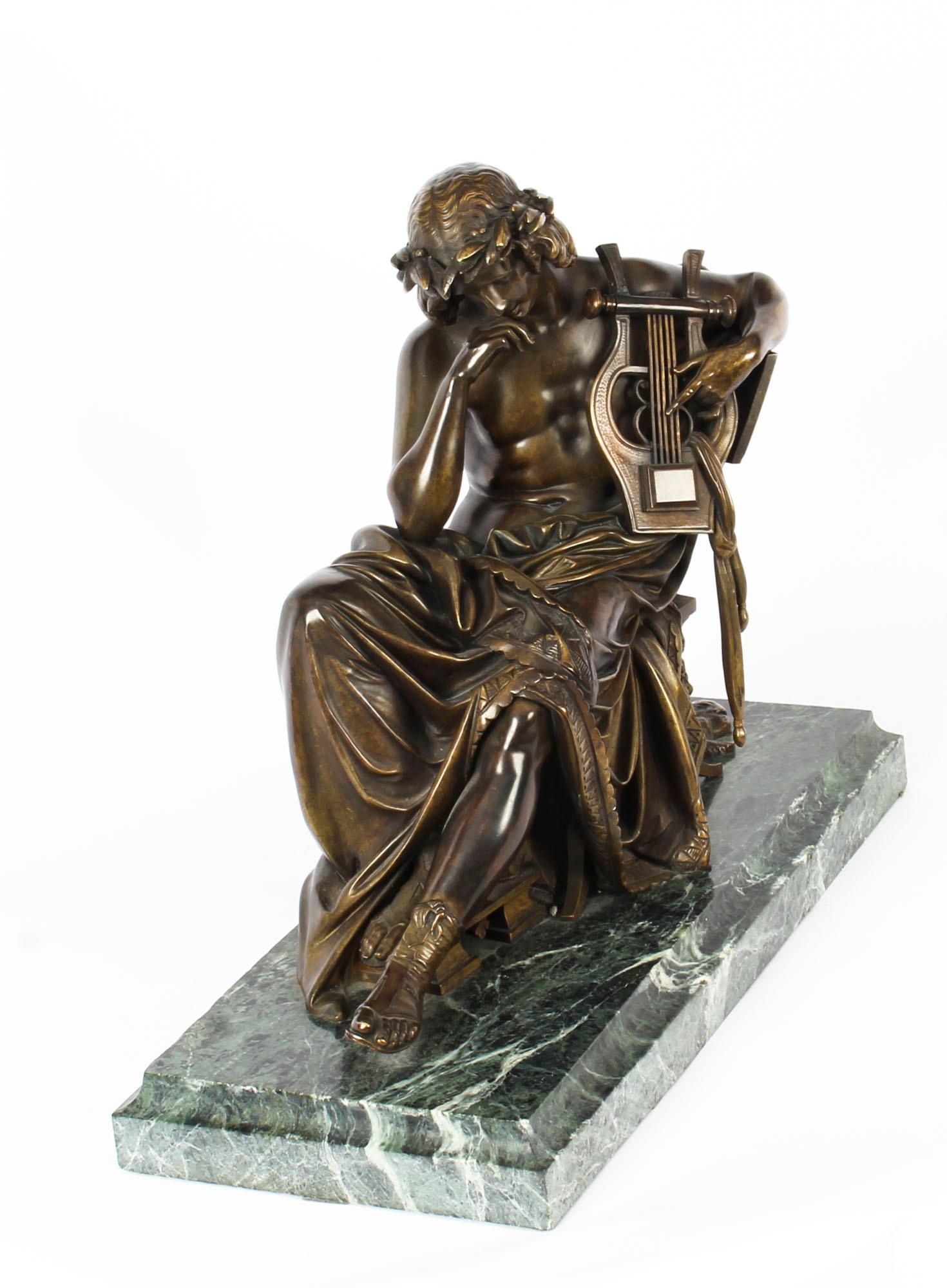 Antique Bronze of Orpheus, Albert-Ernest Carrier-Belleuse, 19th Century 2