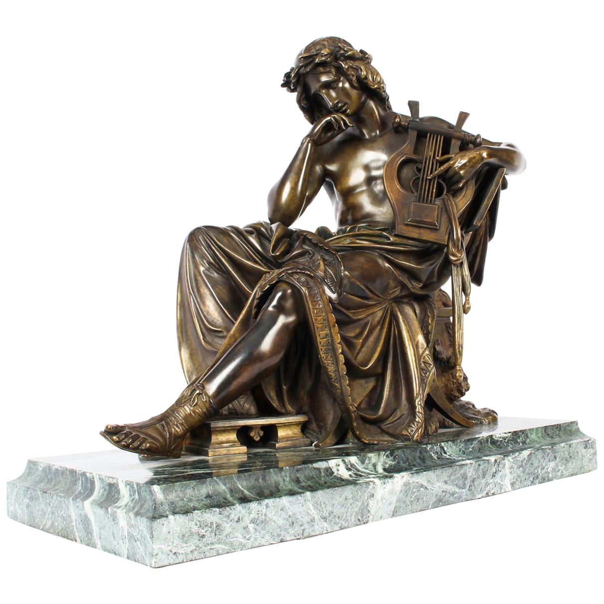 Antique Bronze of Orpheus, Albert-Ernest Carrier-Belleuse, 19th Century