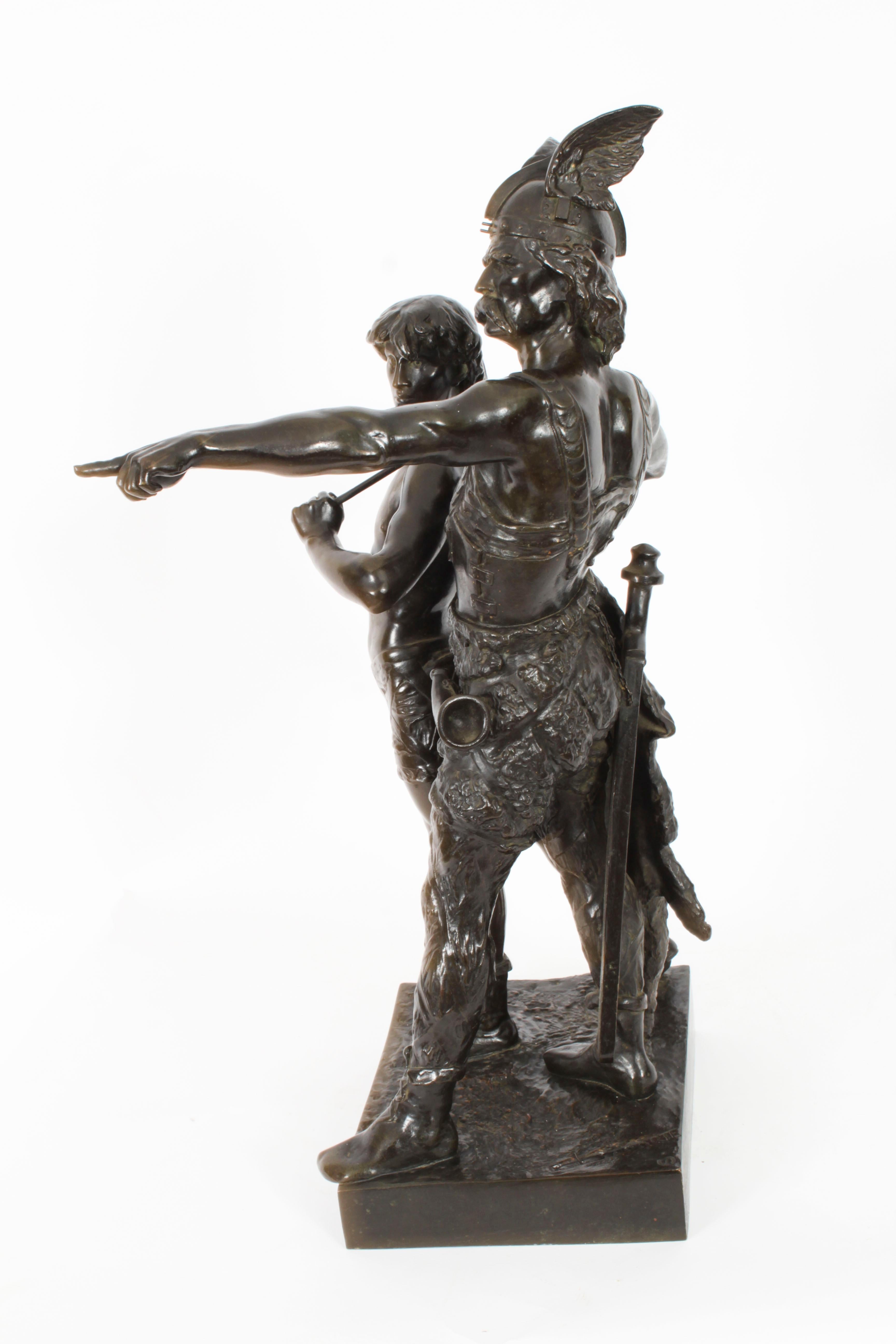 Antike Bronzestatue des Vercingetorix mit seinem Sohn aus dem 19. Jahrhundert von Emile Laporte im Angebot 9