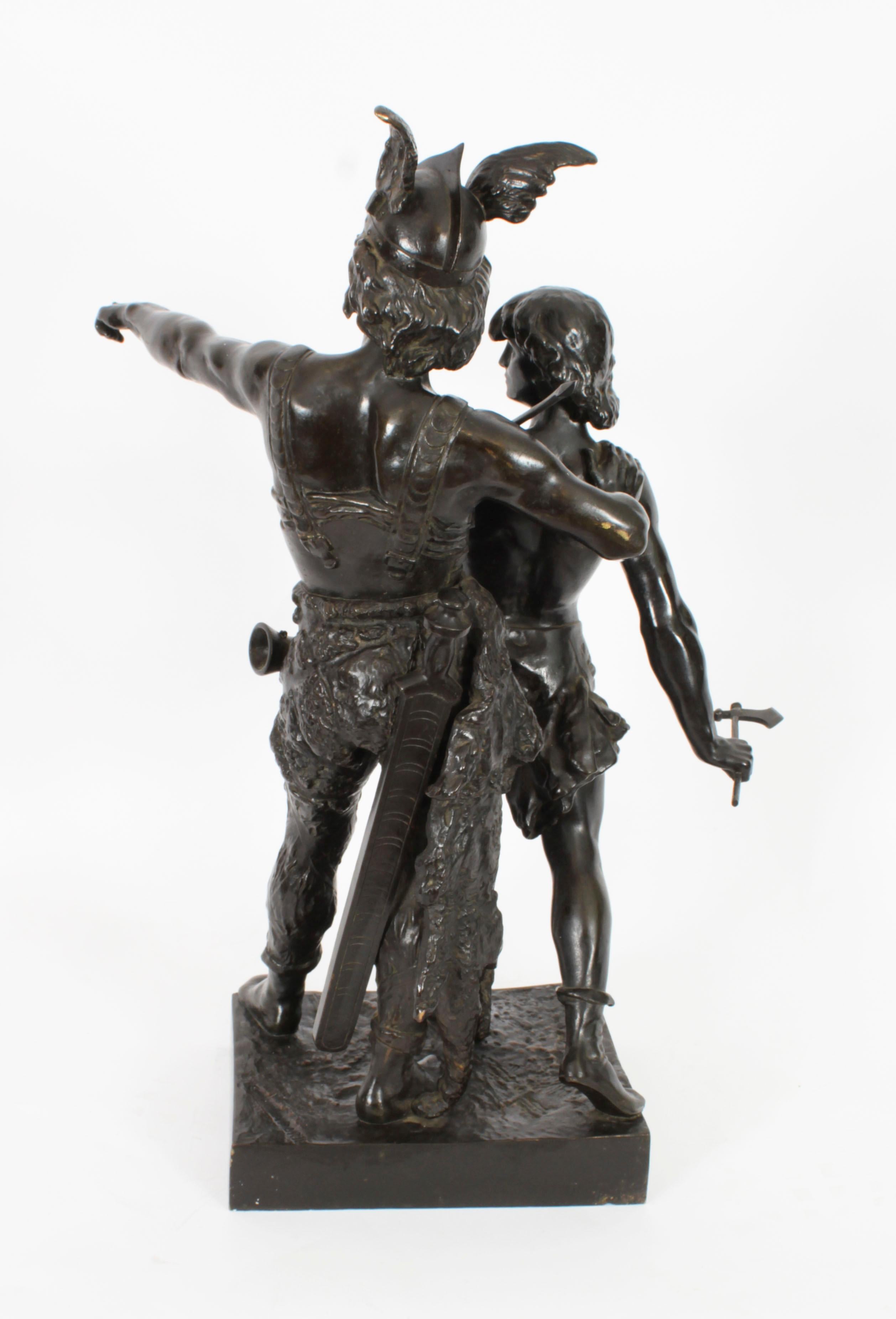 Antike Bronzestatue des Vercingetorix mit seinem Sohn aus dem 19. Jahrhundert von Emile Laporte im Angebot 13