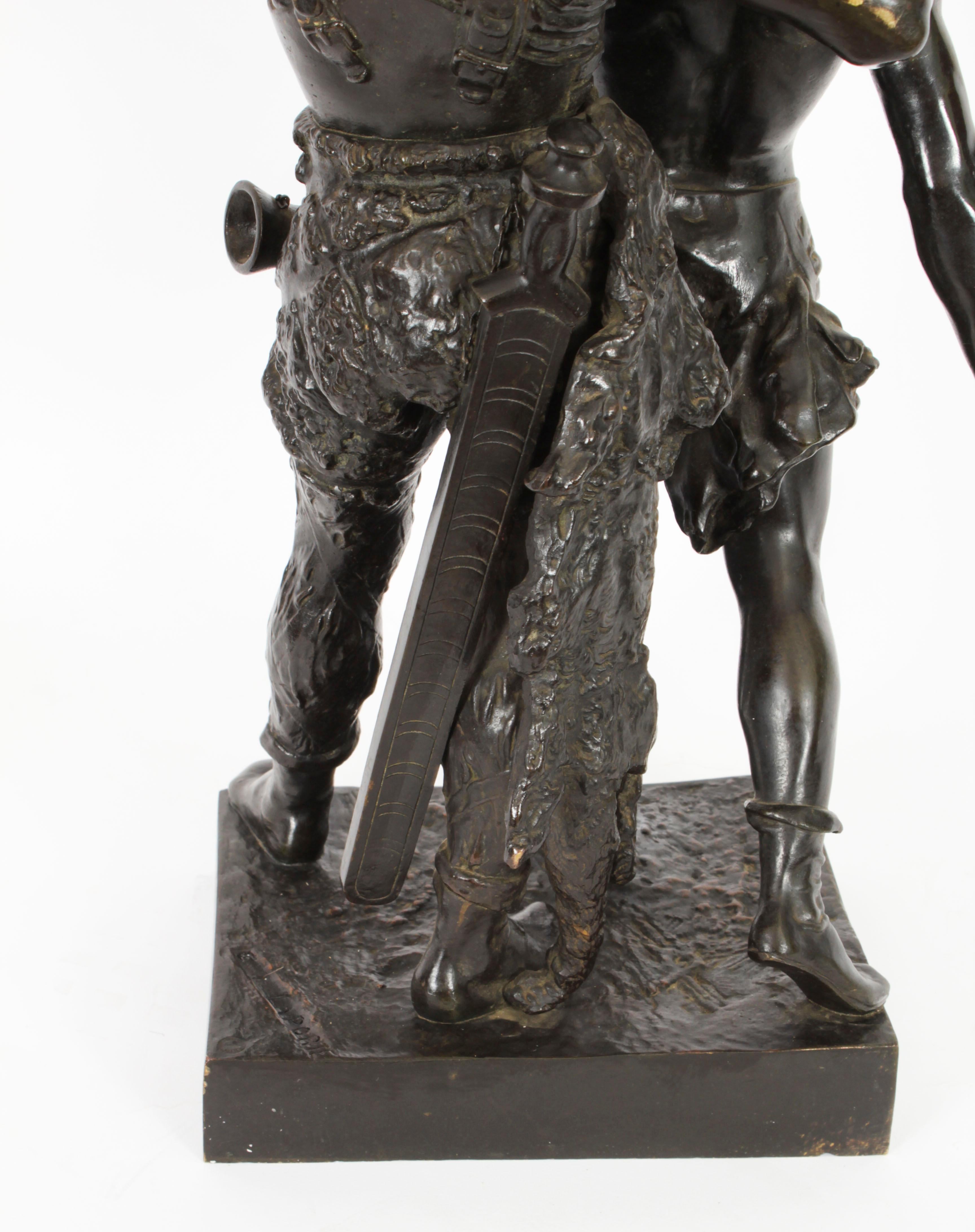 Antike Bronzestatue des Vercingetorix mit seinem Sohn aus dem 19. Jahrhundert von Emile Laporte im Angebot 14