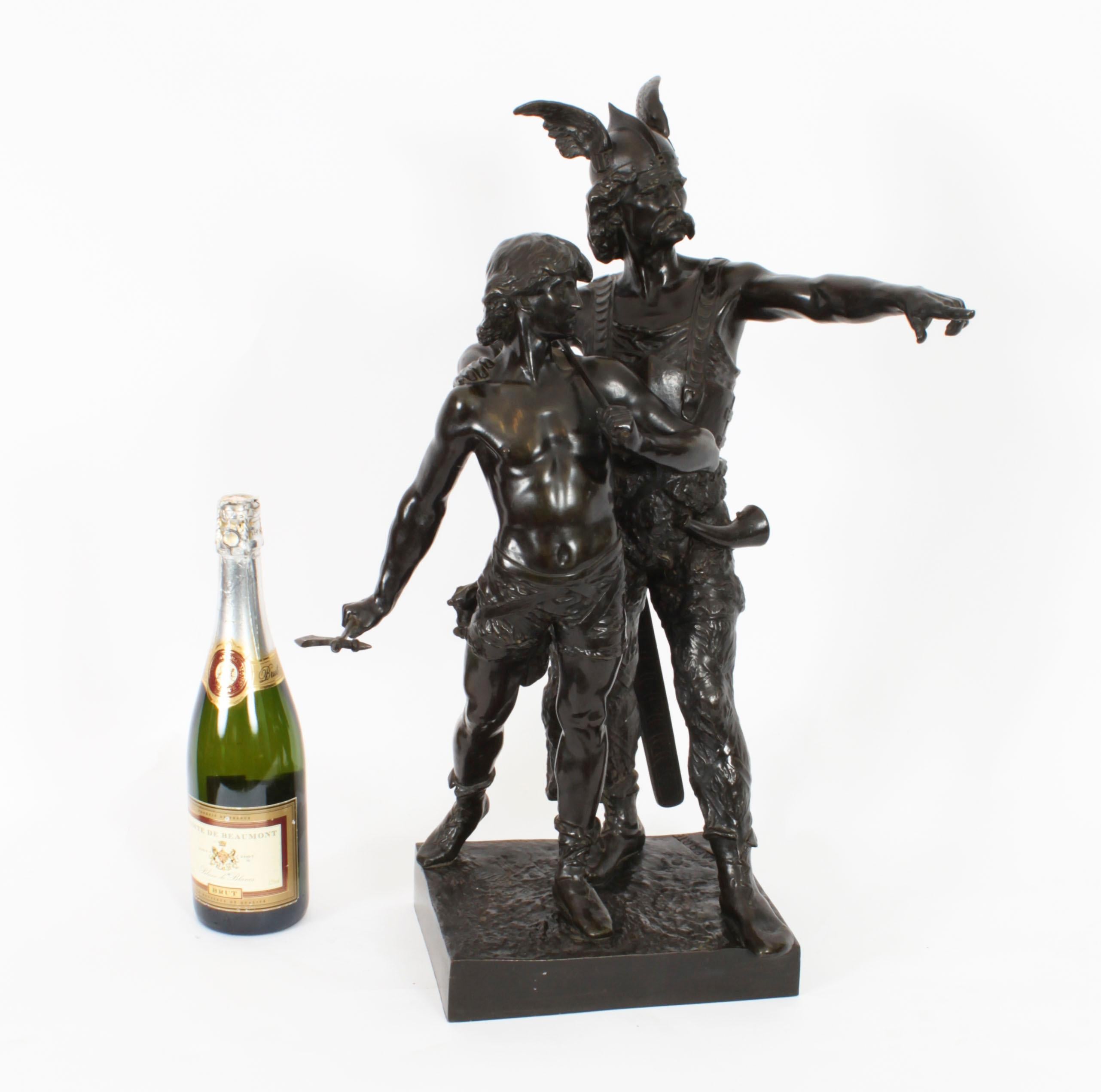 Antike Bronzestatue des Vercingetorix mit seinem Sohn aus dem 19. Jahrhundert von Emile Laporte im Angebot 15