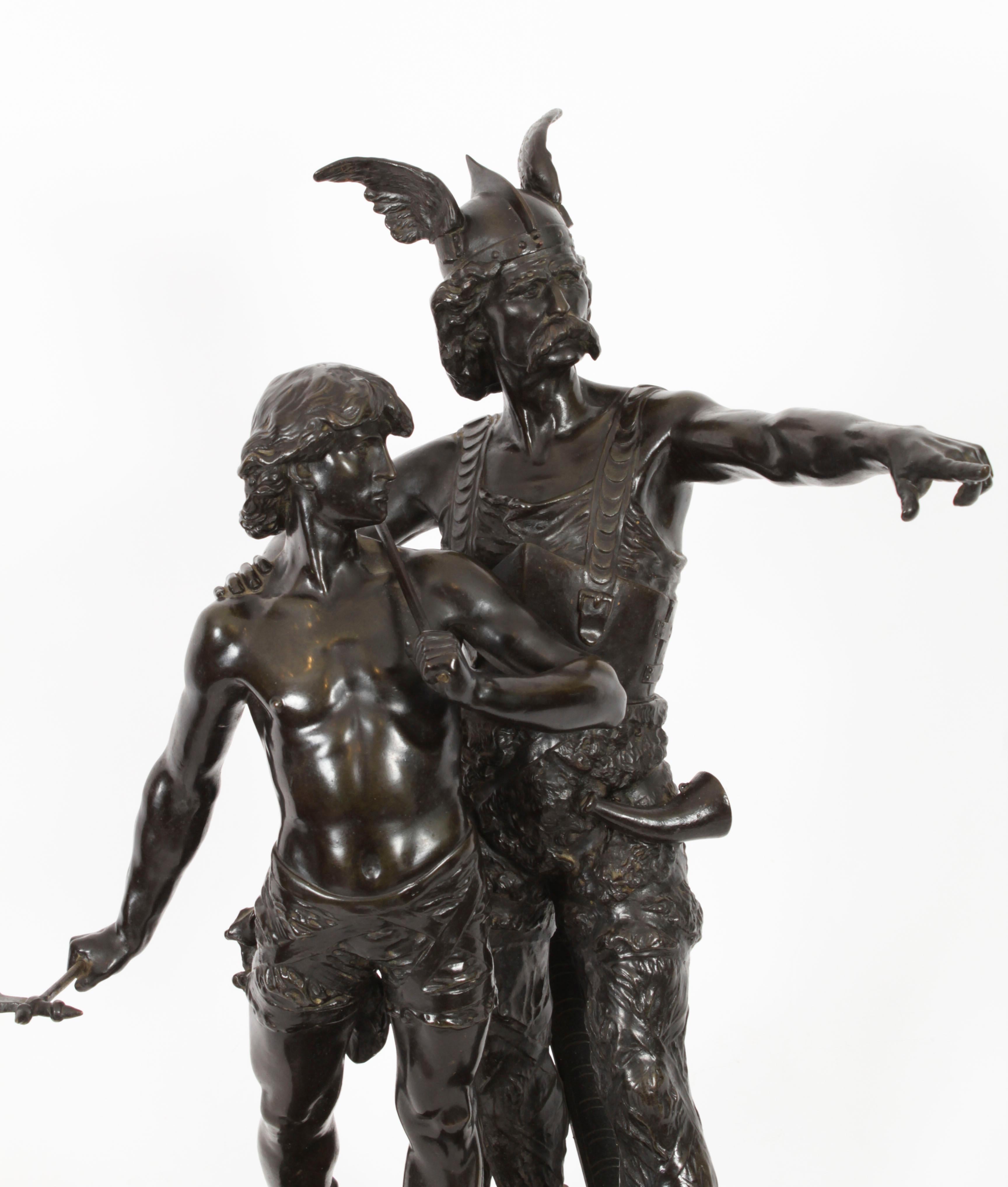 Antike Bronzestatue des Vercingetorix mit seinem Sohn aus dem 19. Jahrhundert von Emile Laporte (Französisch) im Angebot