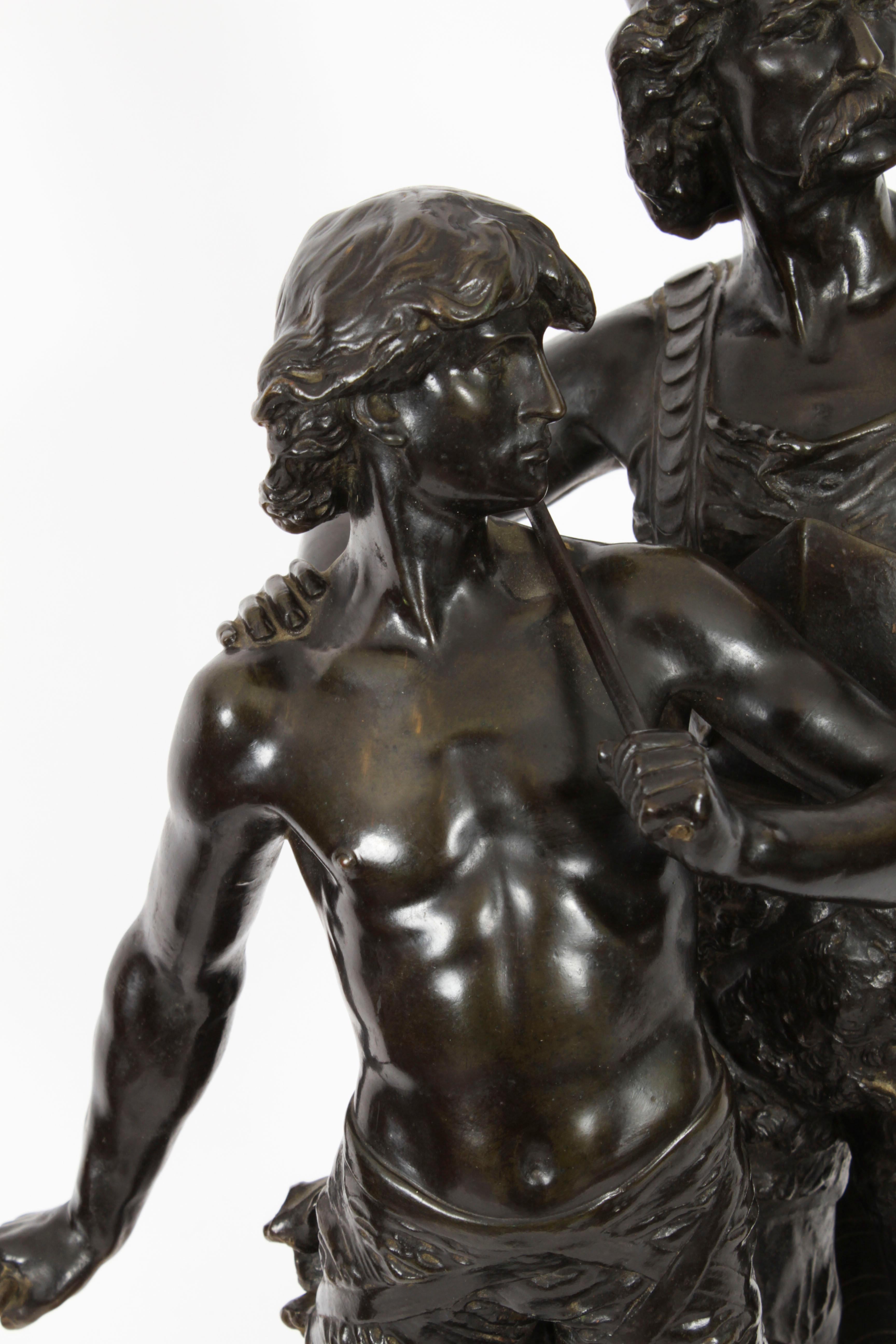 Antike Bronzestatue des Vercingetorix mit seinem Sohn aus dem 19. Jahrhundert von Emile Laporte (Spätes 19. Jahrhundert) im Angebot