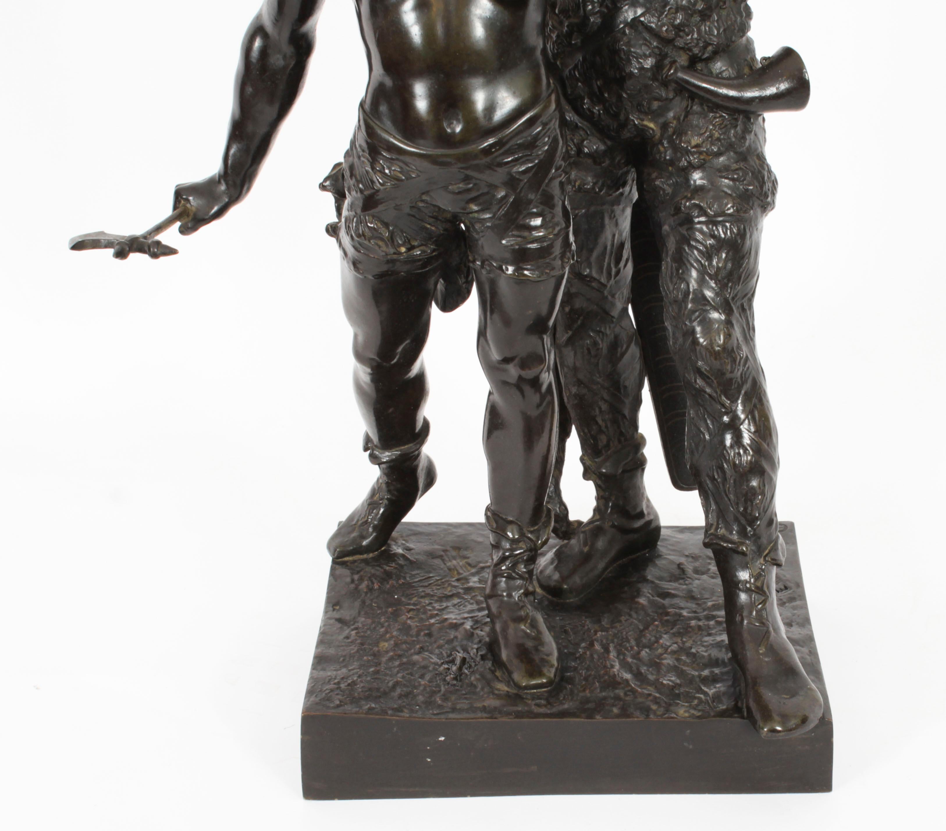Antike Bronzestatue des Vercingetorix mit seinem Sohn aus dem 19. Jahrhundert von Emile Laporte im Angebot 1