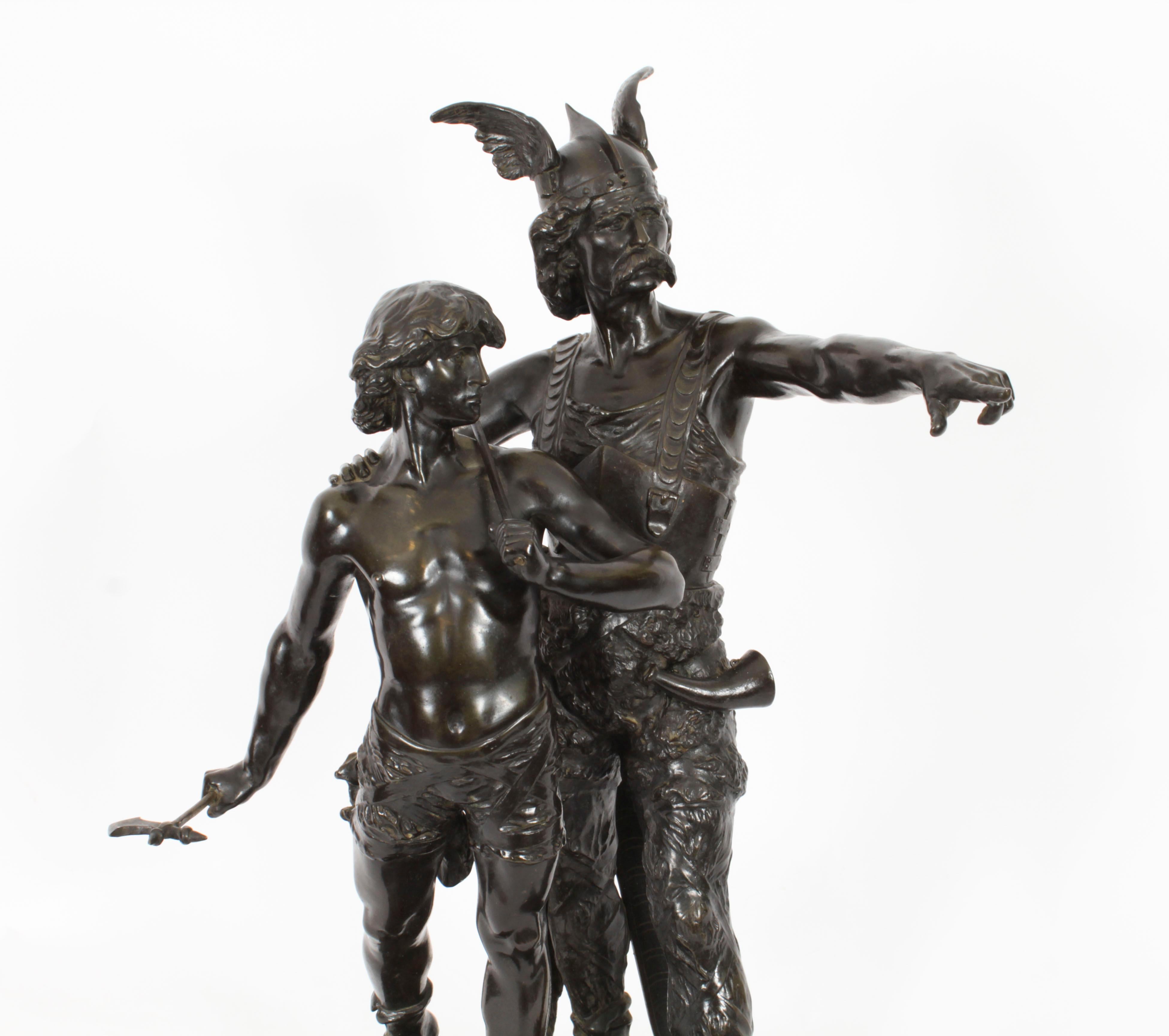 Antike Bronzestatue des Vercingetorix mit seinem Sohn aus dem 19. Jahrhundert von Emile Laporte im Angebot 2