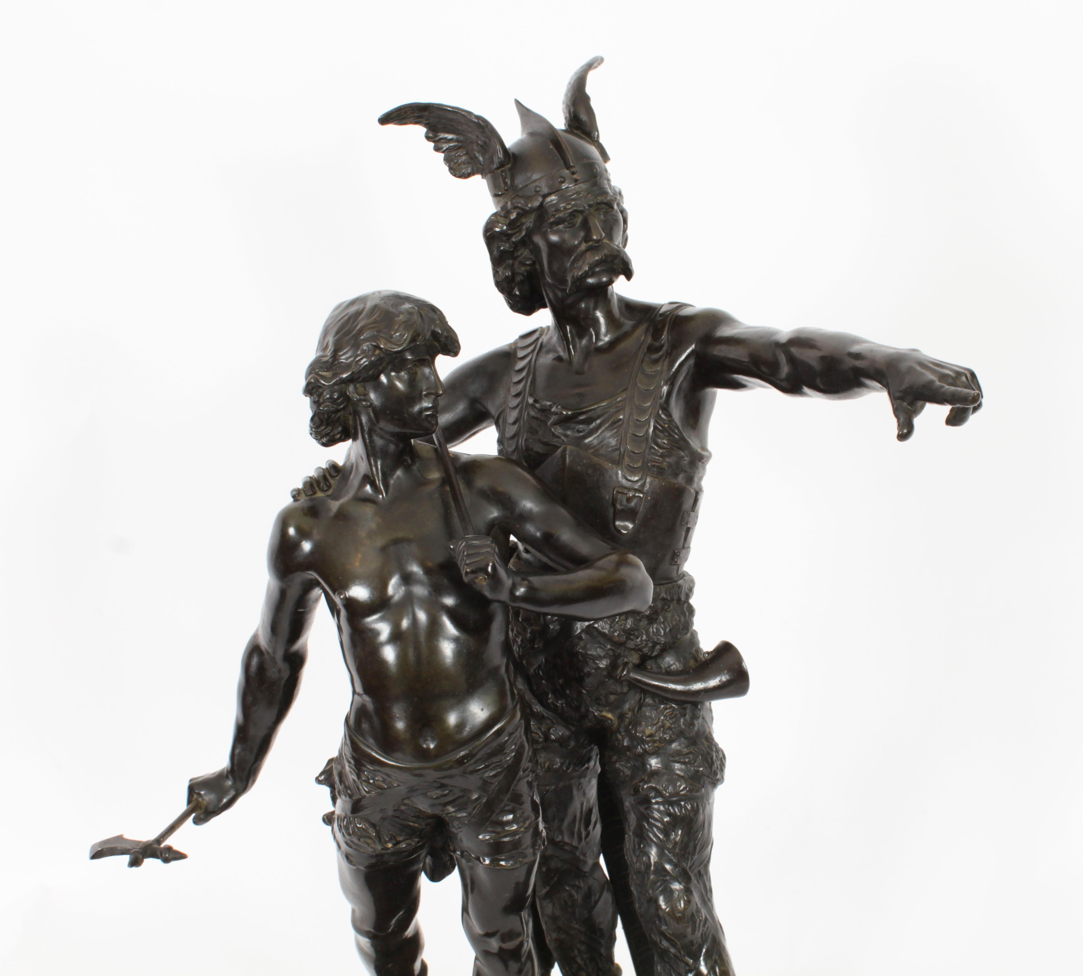 Antike Bronzestatue des Vercingetorix mit seinem Sohn aus dem 19. Jahrhundert von Emile Laporte im Angebot 3