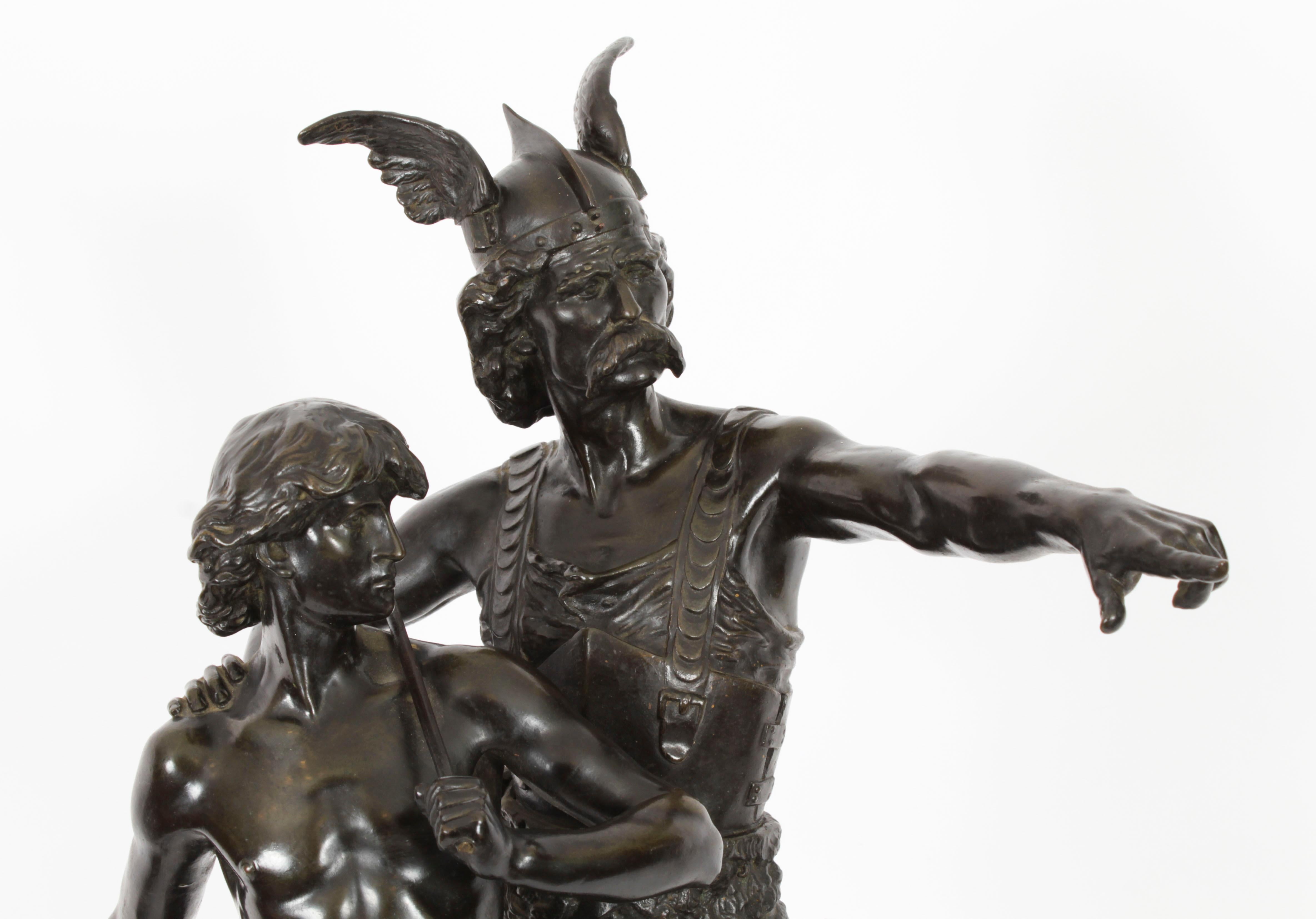 Bronzo antico di Vercingetorige con il figlio di Emile Laporte del XIX secolo in vendita 1