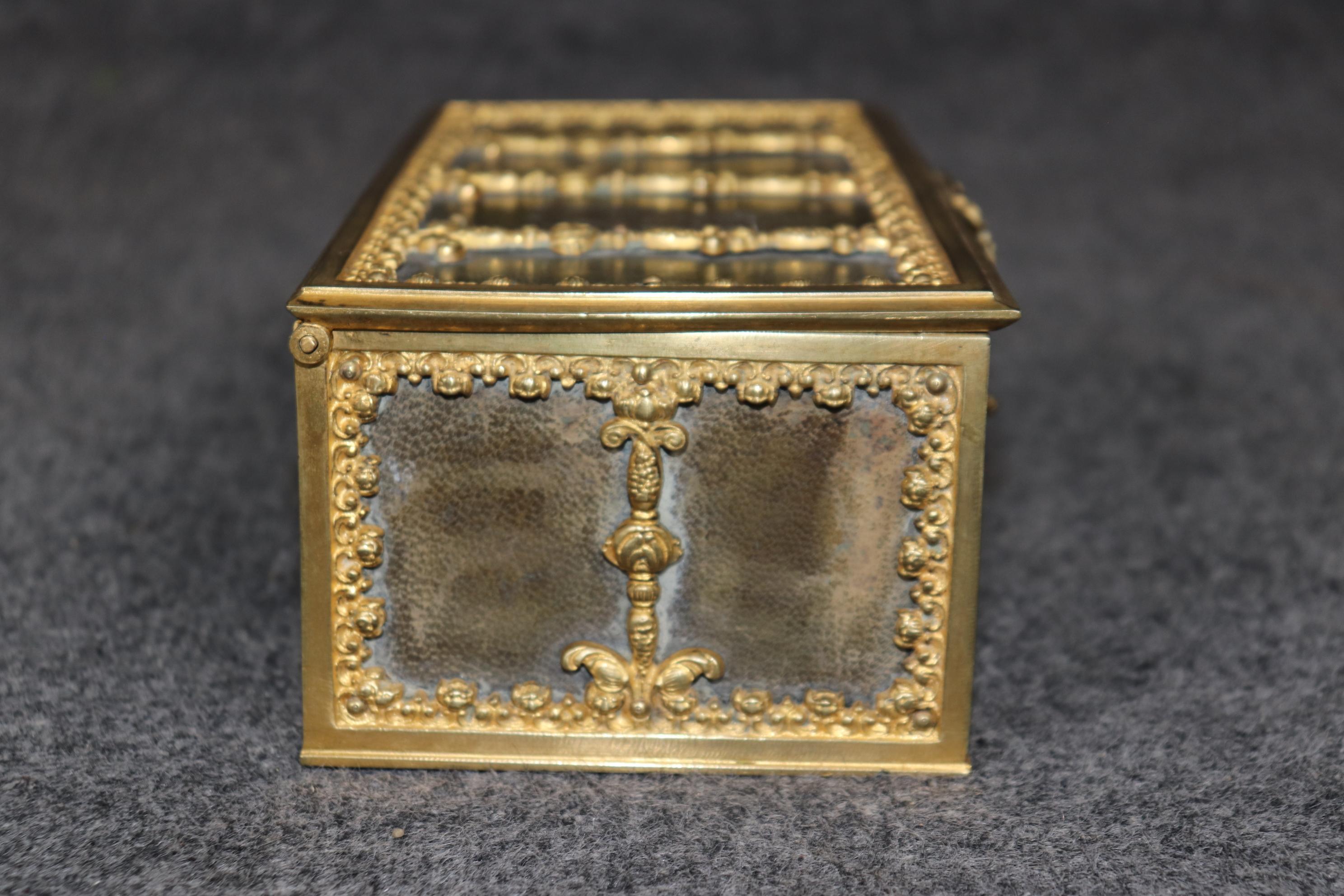 French Antique Bronze Ormolu and Leather Jewelry Casket For Sale