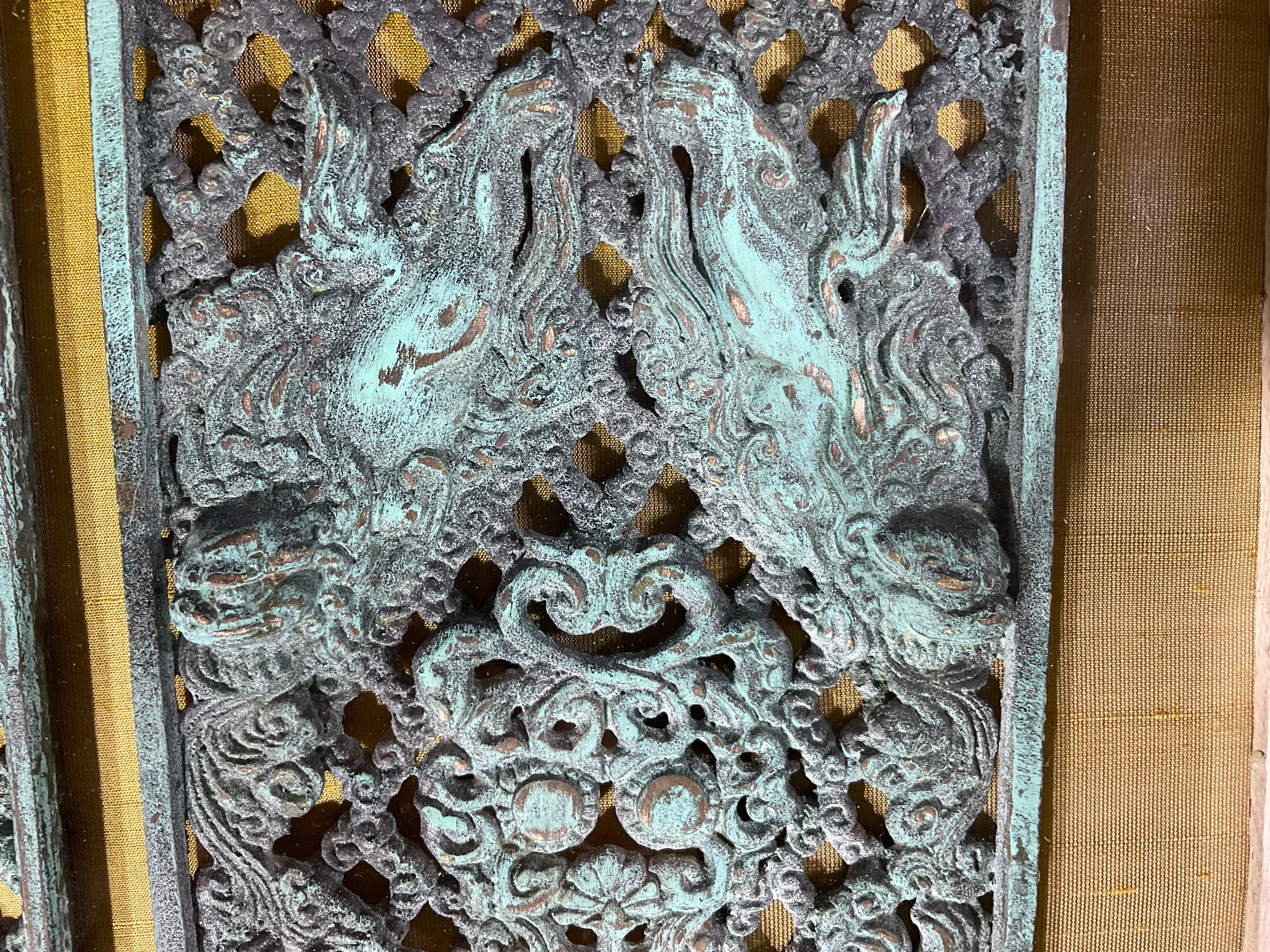 Boîte à ombres à panneaux en bronze antique - Art Déco Asiatique, Patina exquise en vente 3