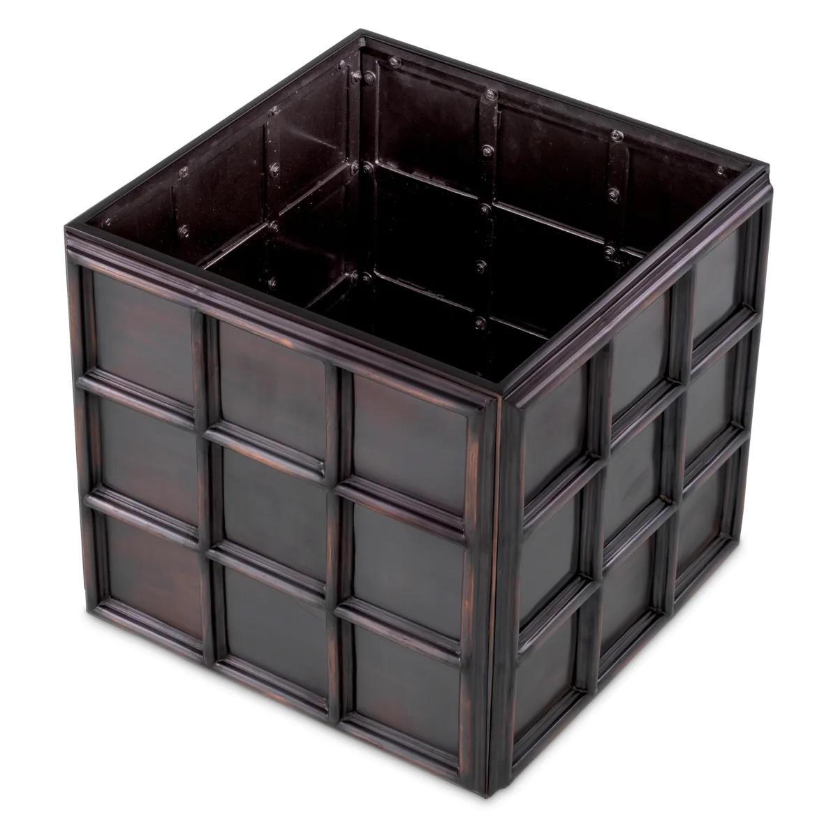 Modern Antique Bronze Patinated Metal Planter with a Timeless Look. For Sale