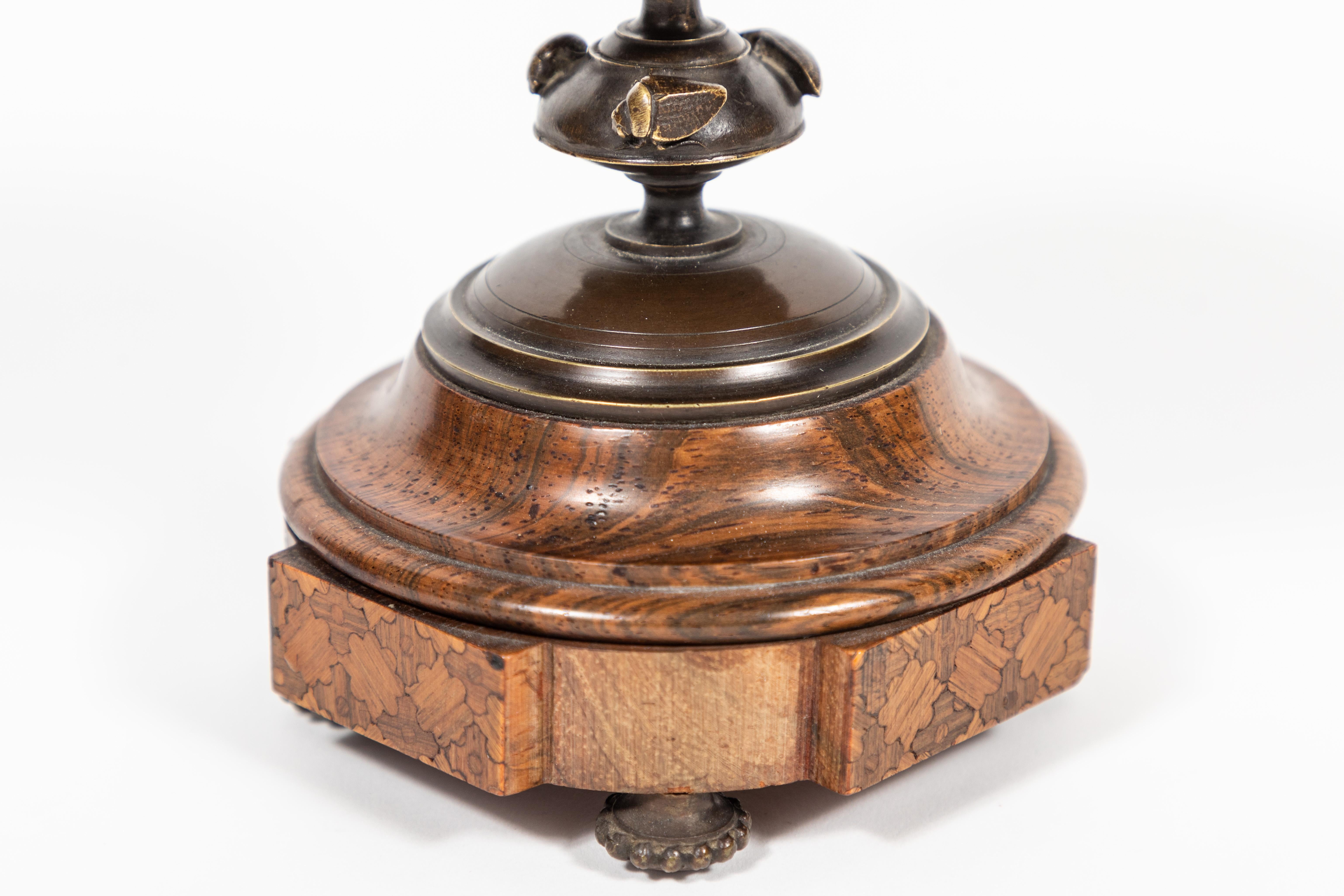 Antique Bronze Pedestal Dish with Medallion and Scarabs 1