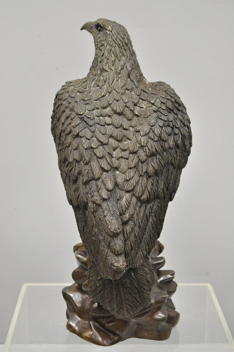 Antique Bronze Perched Eagle Above Rocks Sculpture Statue Figure at 1stDibs