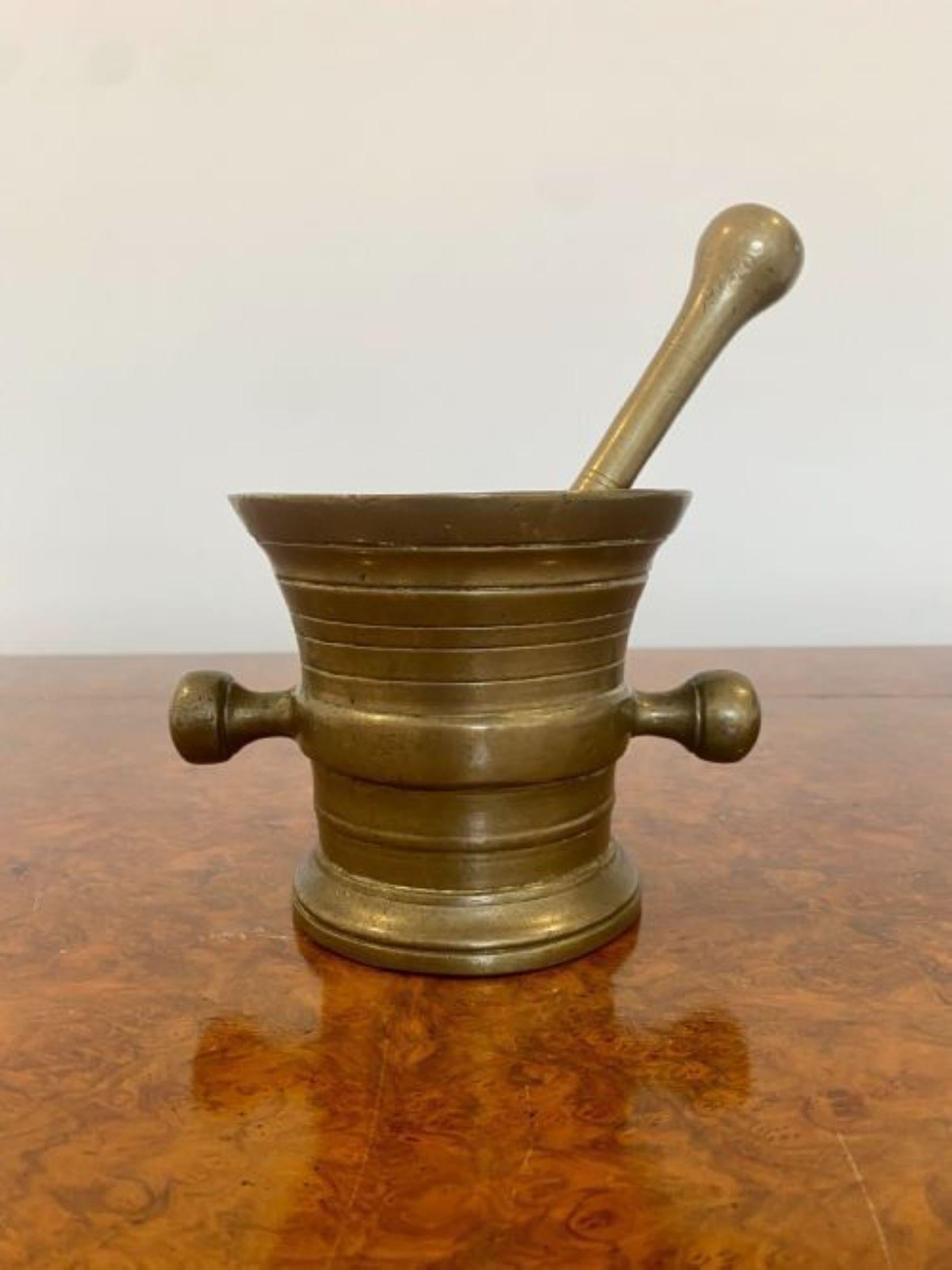 Antique Bronze Pestle and Mortar In Good Condition For Sale In Ipswich, GB