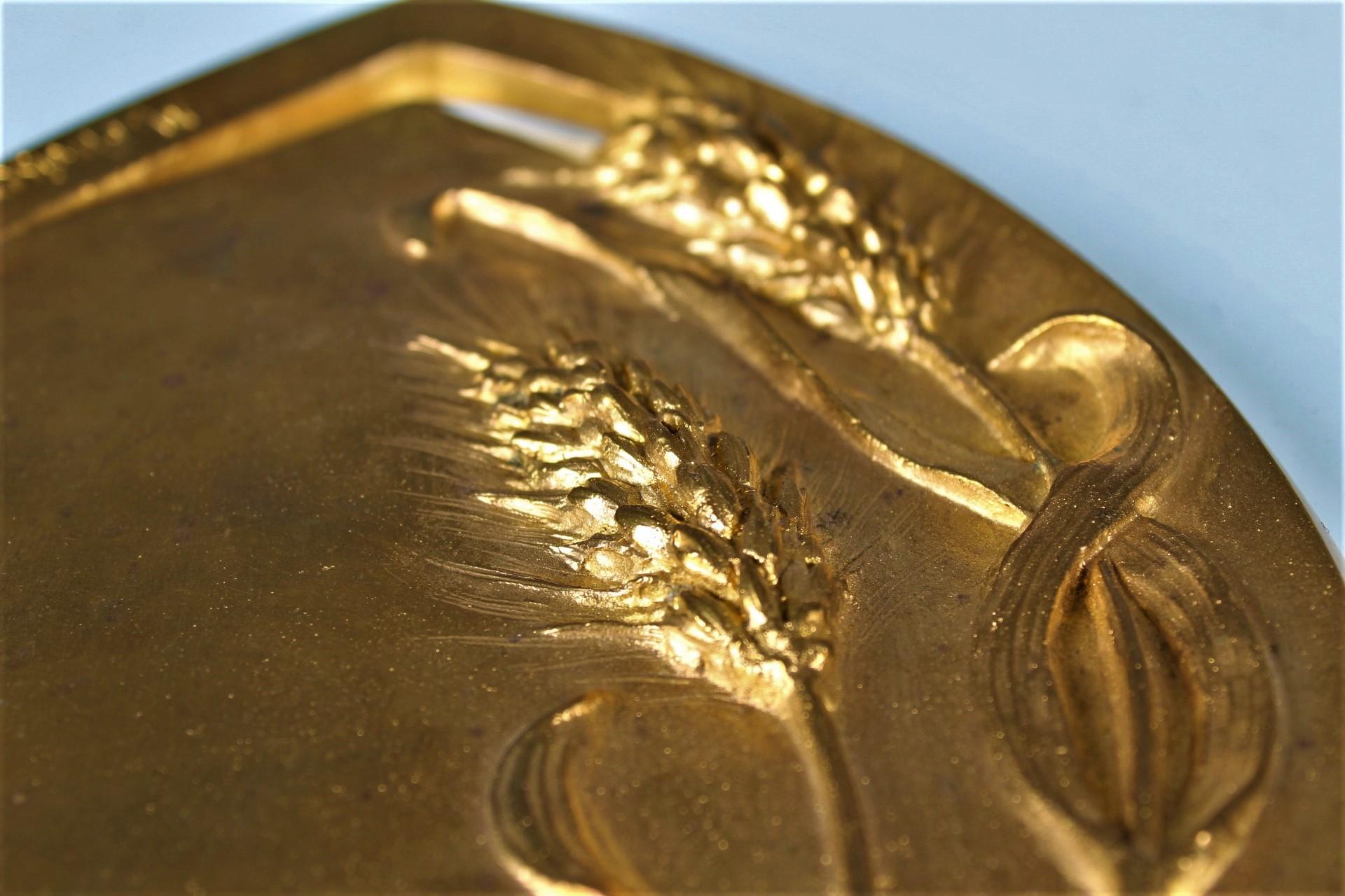Antique Bronze Plate, Utensil Tray, Bronze Doré, Signed M. Arvisenet In Good Condition For Sale In Greven, DE