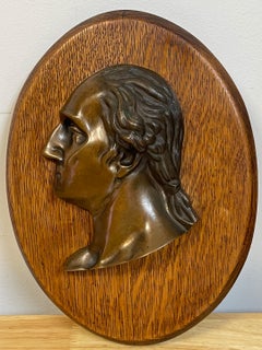Plaque de portrait en bronze ancien de George Washington, vers 1880