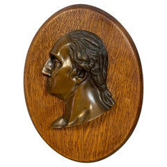 Antike antike Bronze-Porträtplakette von George Washington, um 1880