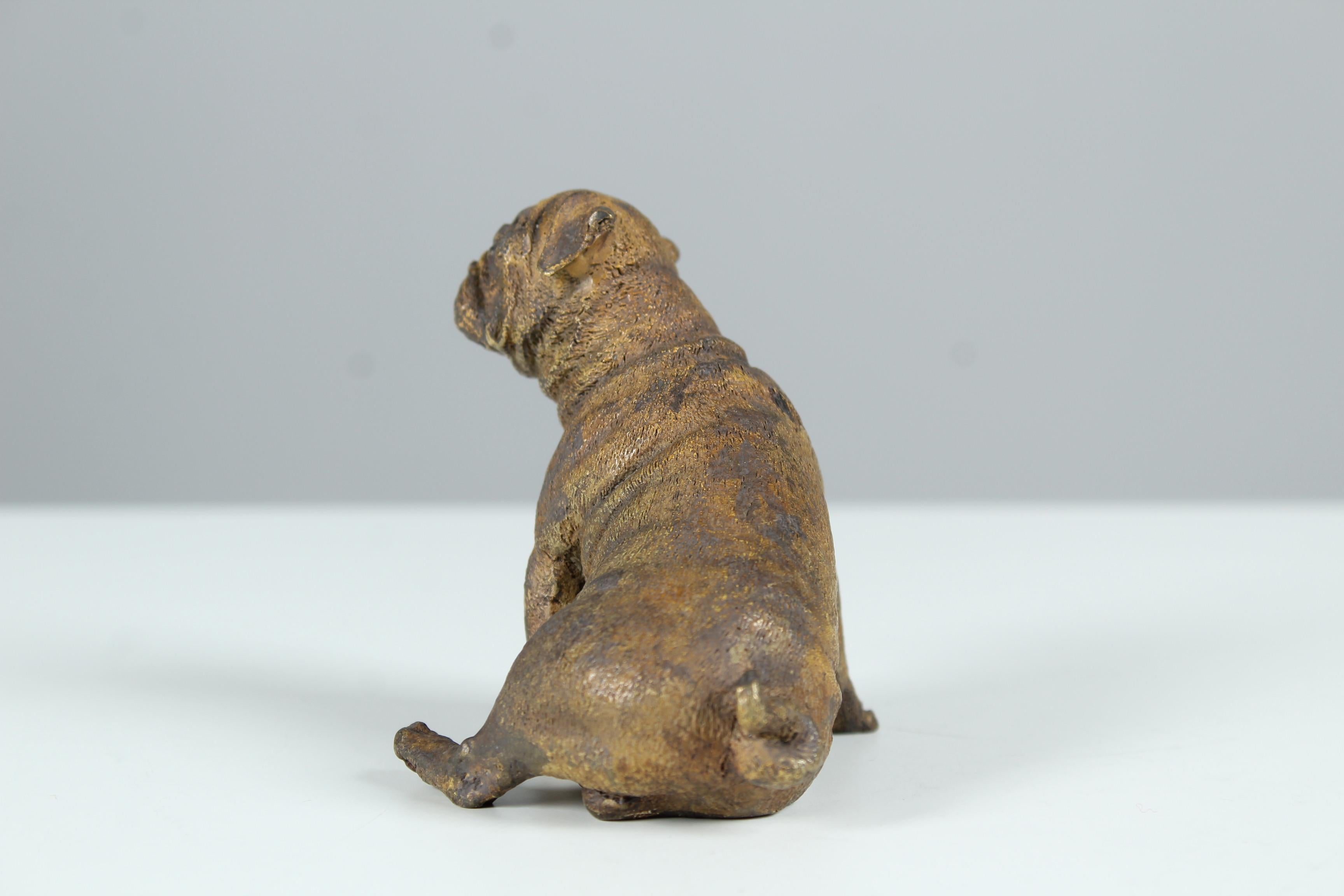 Antike Pug-Skulptur aus Bronze, frühes 20. Jahrhundert im Angebot 2