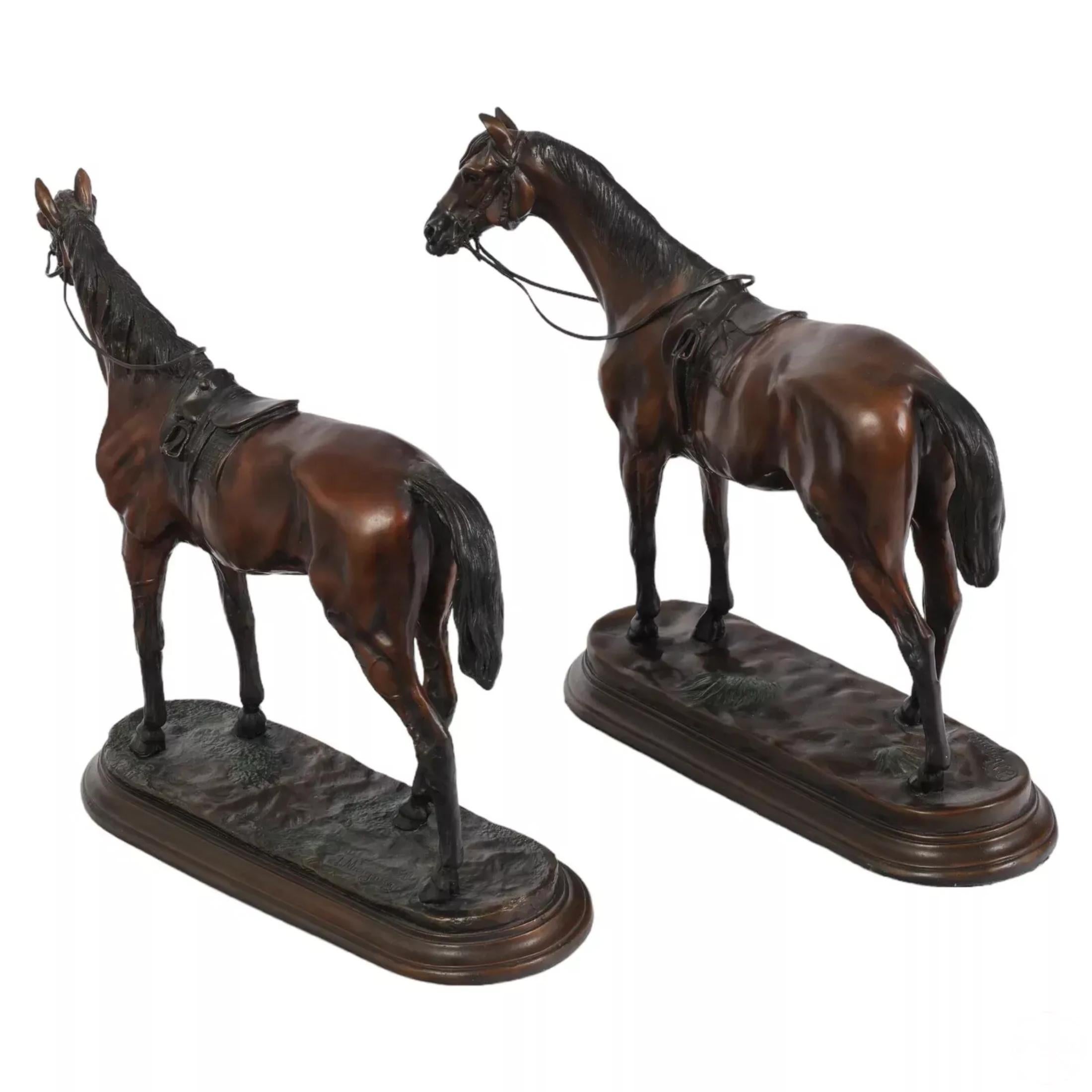 Autre Statues anciennes de chevaux de course, patinées, Jules Moigniez (Fr. 1835-1894) en vente