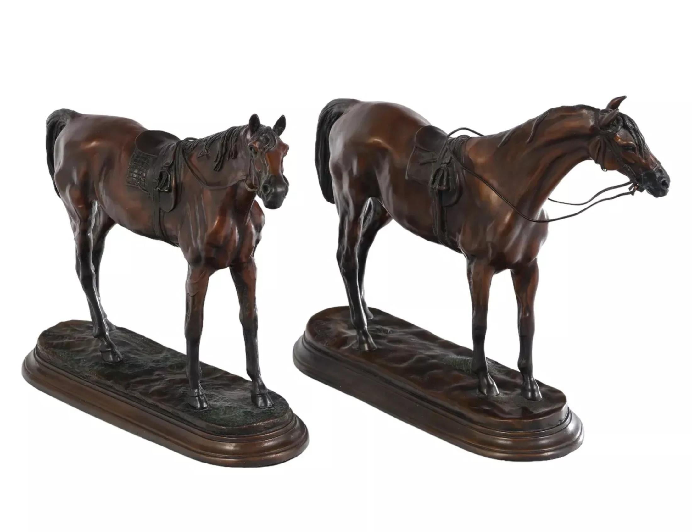 Français Statues anciennes de chevaux de course, patinées, Jules Moigniez (Fr. 1835-1894) en vente