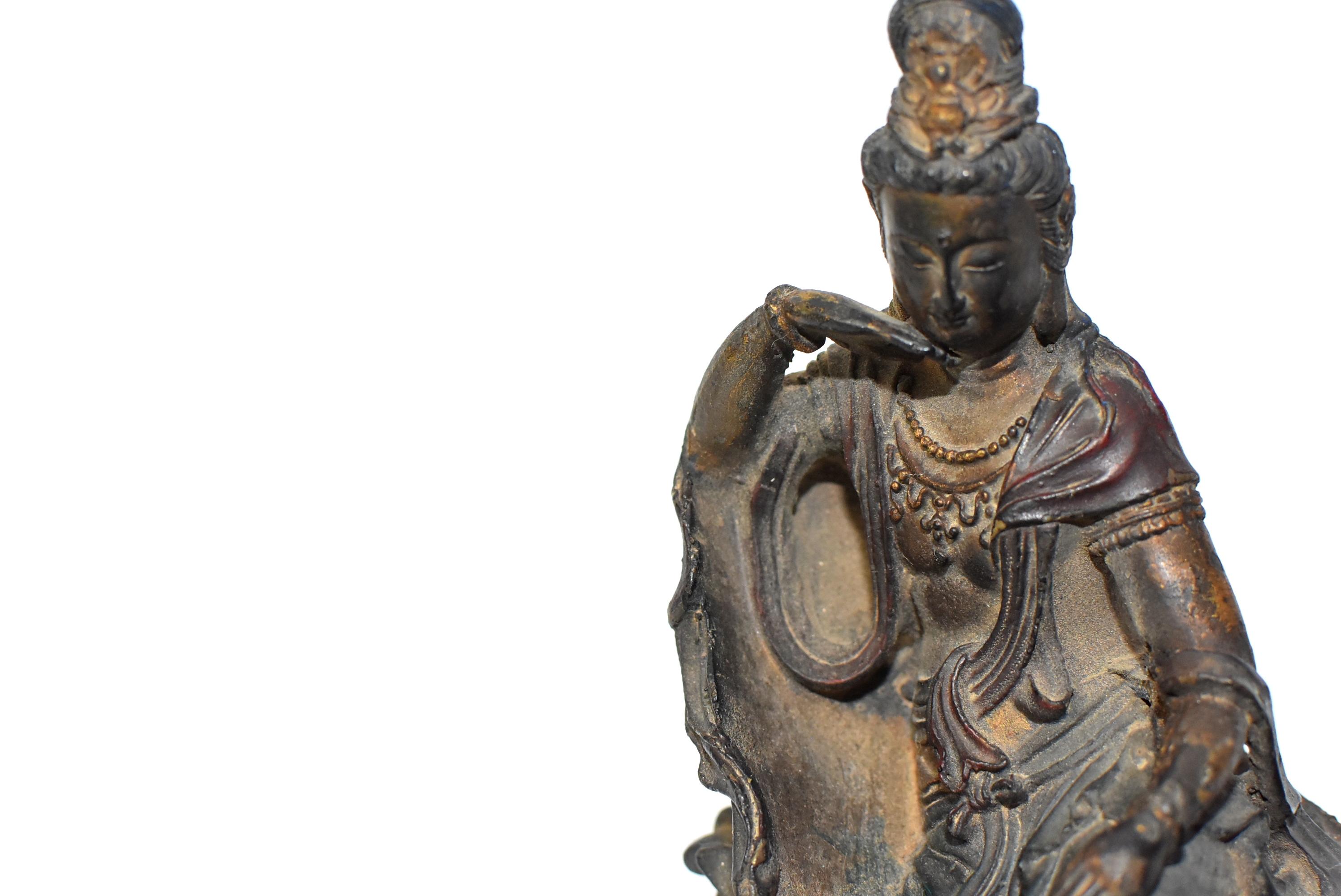 Antique Bronze Reclining Kwan Yin Statue 5