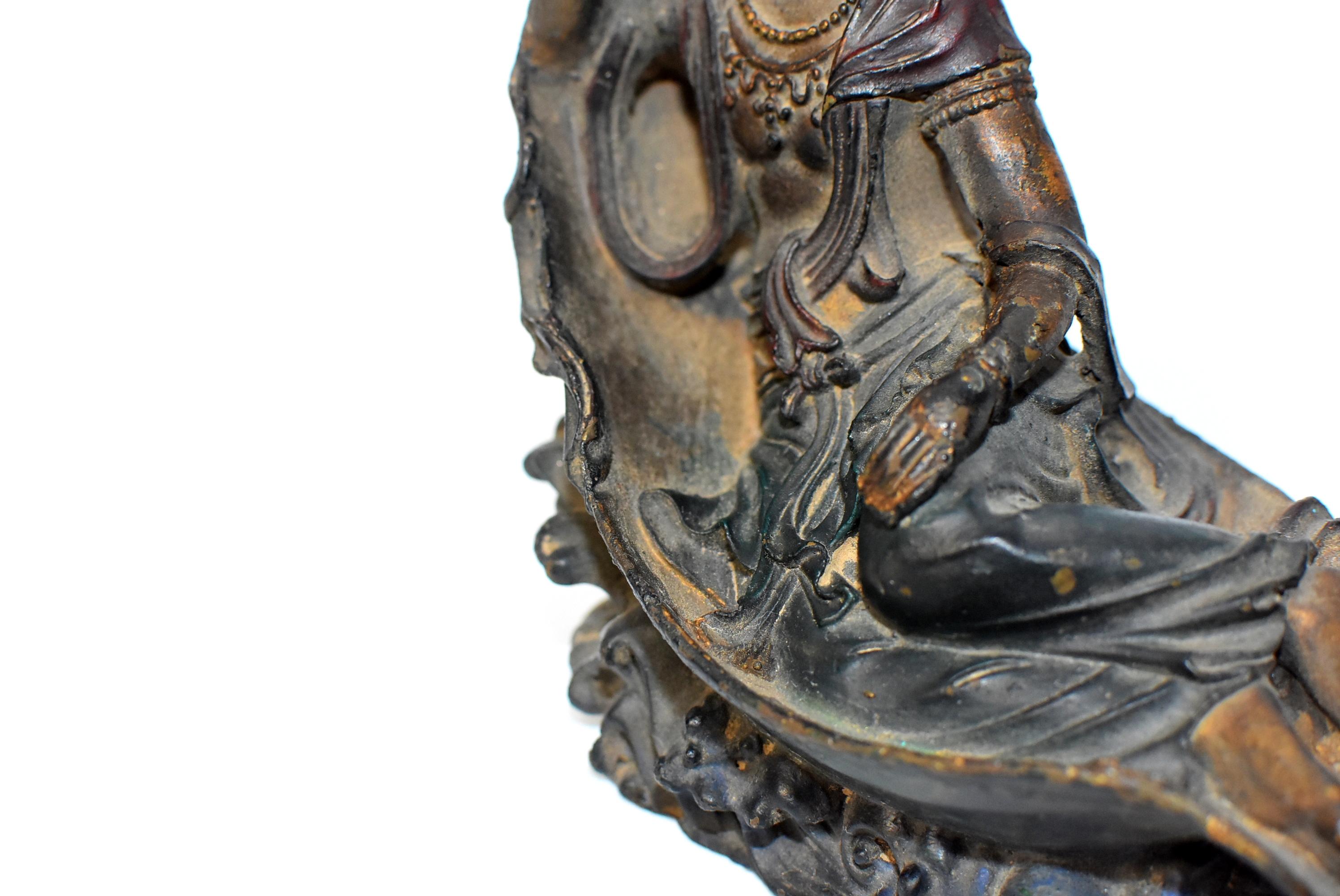 Antique Bronze Reclining Kwan Yin Statue 6