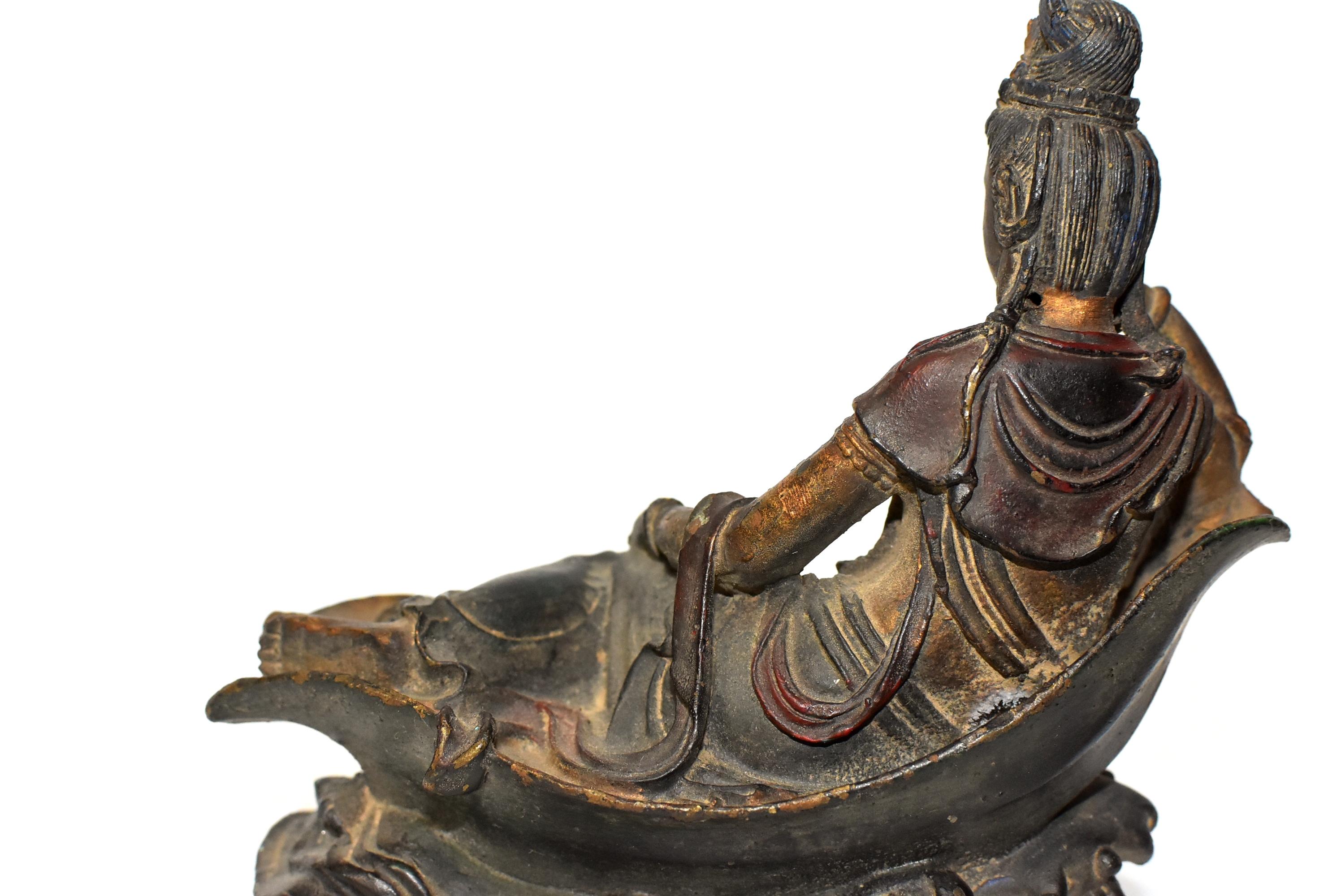 Antique Bronze Reclining Kwan Yin Statue 12