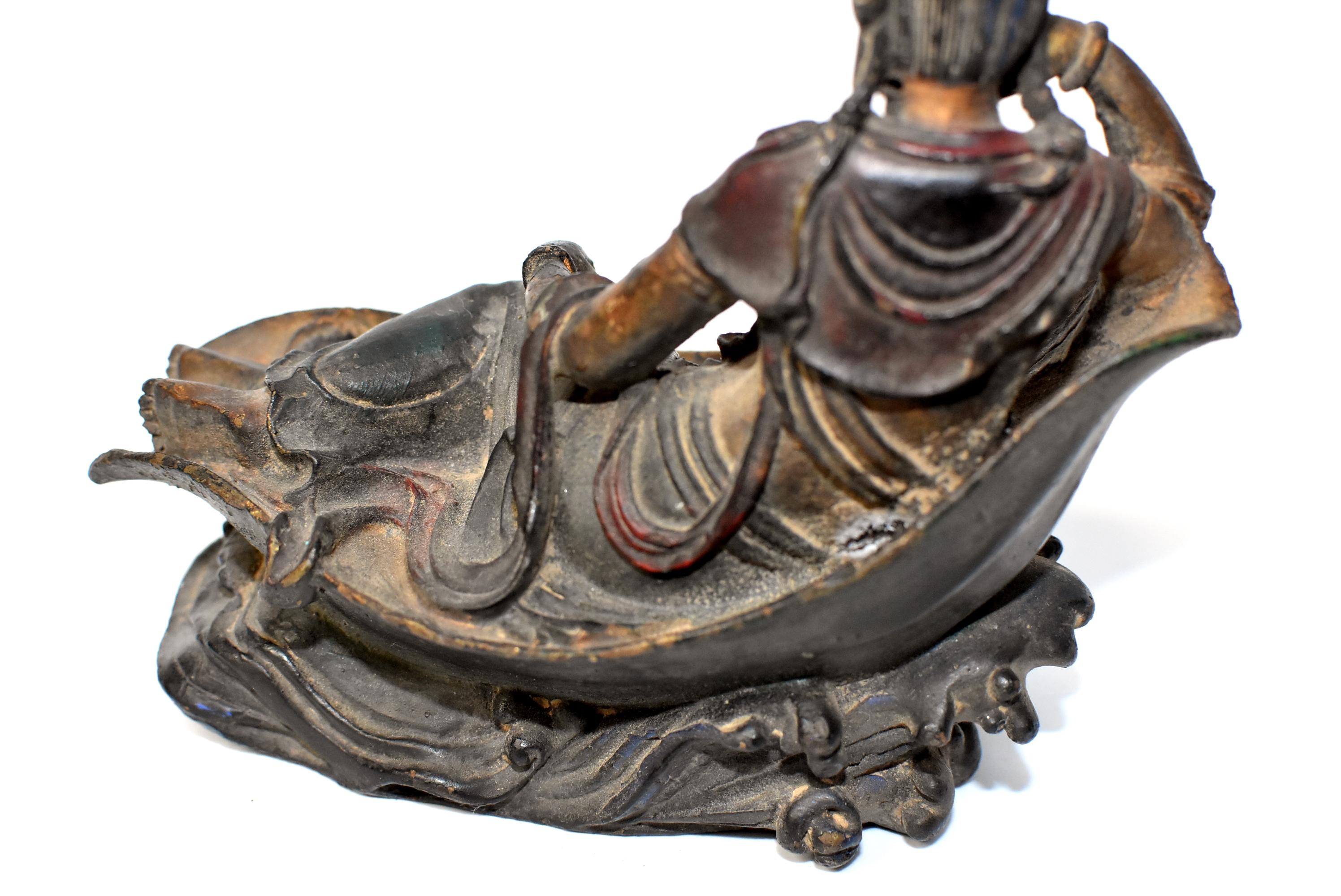 Antique Bronze Reclining Kwan Yin Statue 1