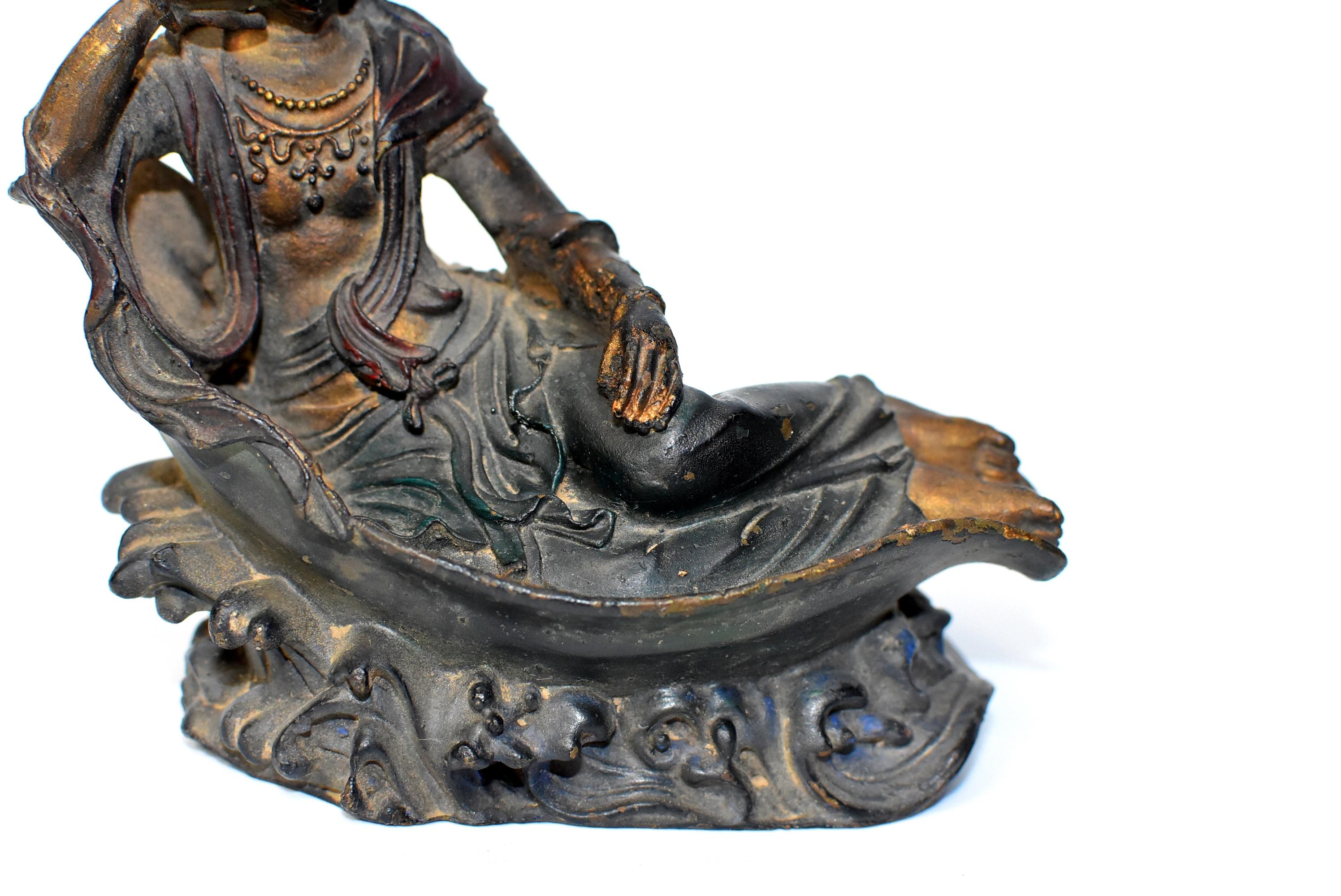 Antique Bronze Reclining Kwan Yin Statue 3