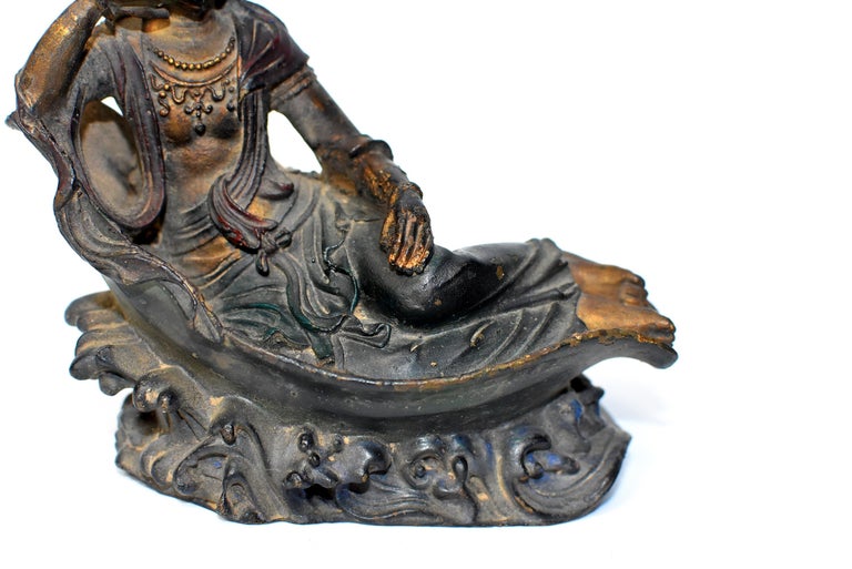 Antique Bronze Reclining Kwan Yin Statue at 1stDibs