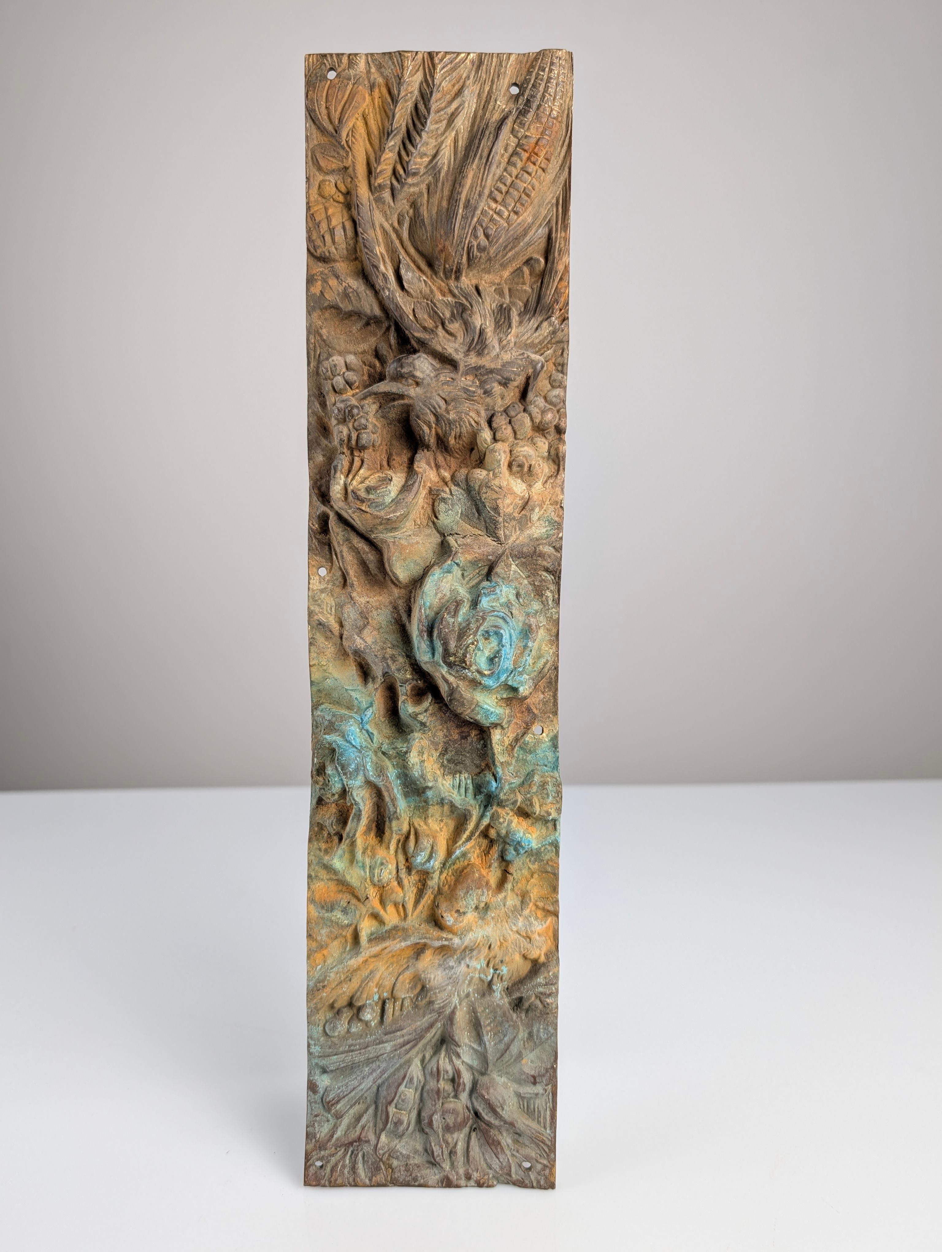 Early 20th Century Antique Bronze Relief of Nature and Birds, 1900s For Sale