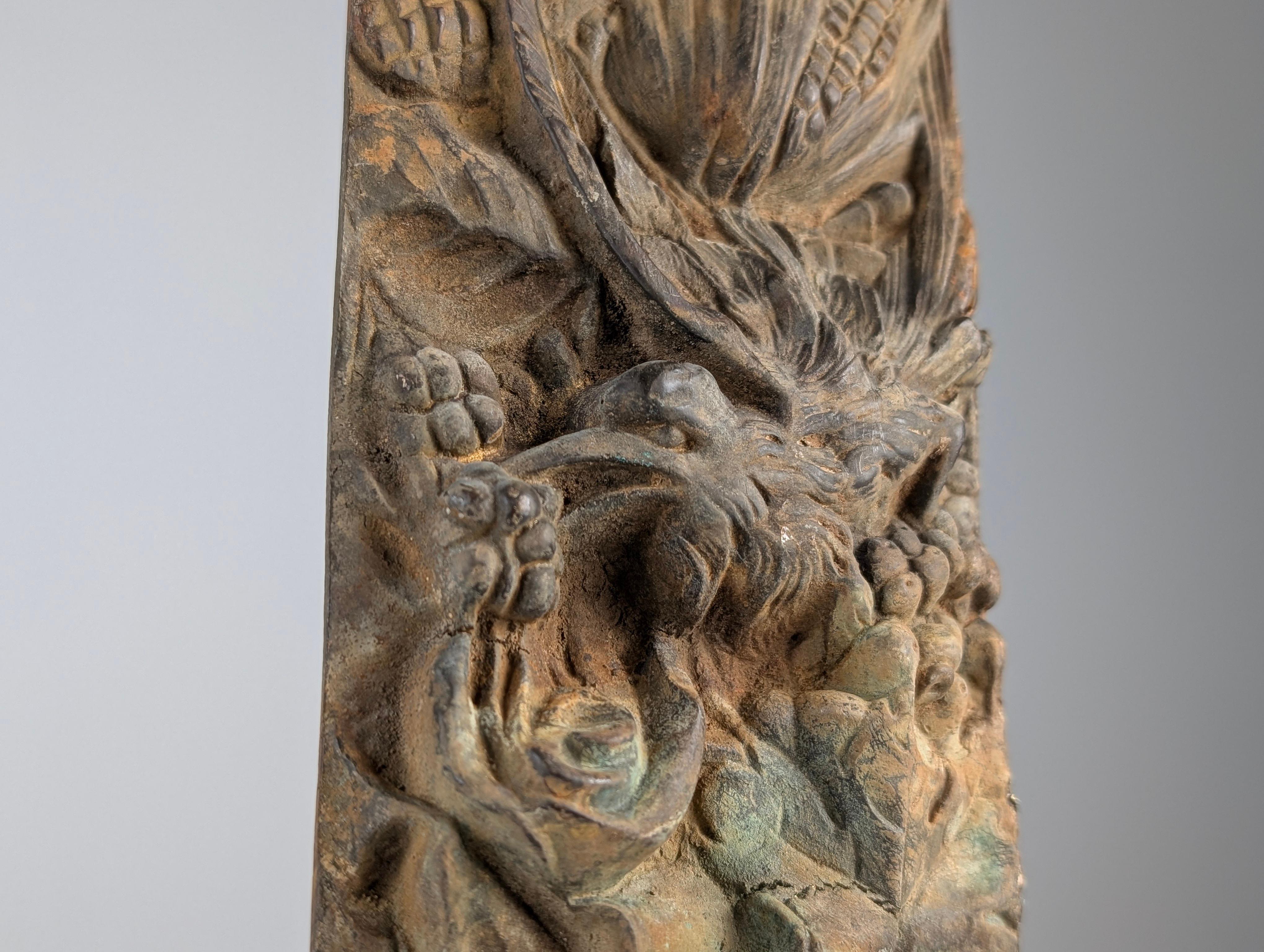 Antique Bronze Relief of Nature and Birds, 1900s For Sale 5