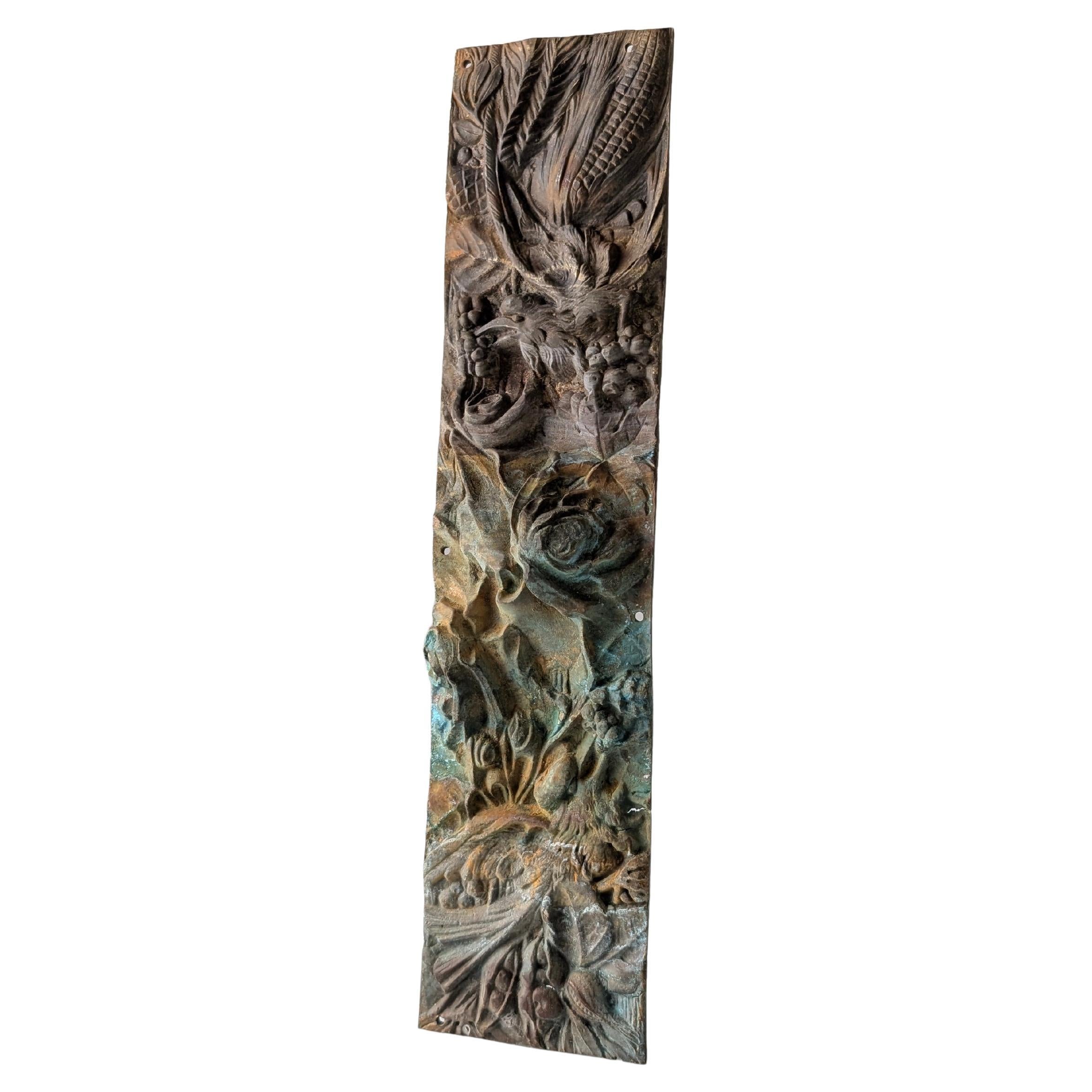 Antiguo Relieve de Bronce de Naturaleza y Pájaros, 1900