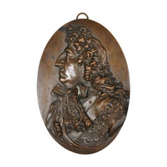 Antique Bronze Relief Small Plaque Medal of Elizabethan Gentleman