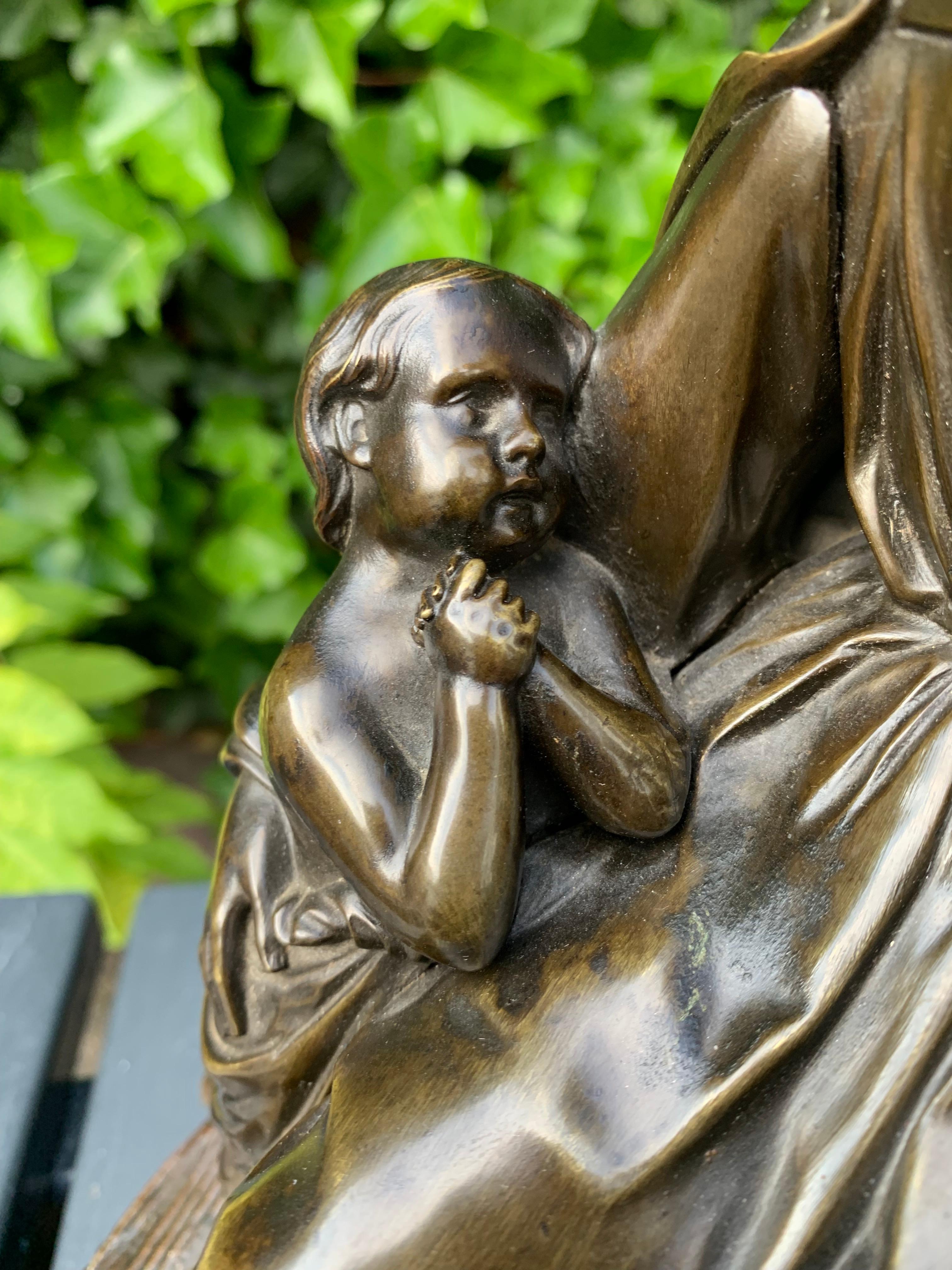 Antique Bronze Religious Art Sculpture / Statue Depicting Christ with Children For Sale 1