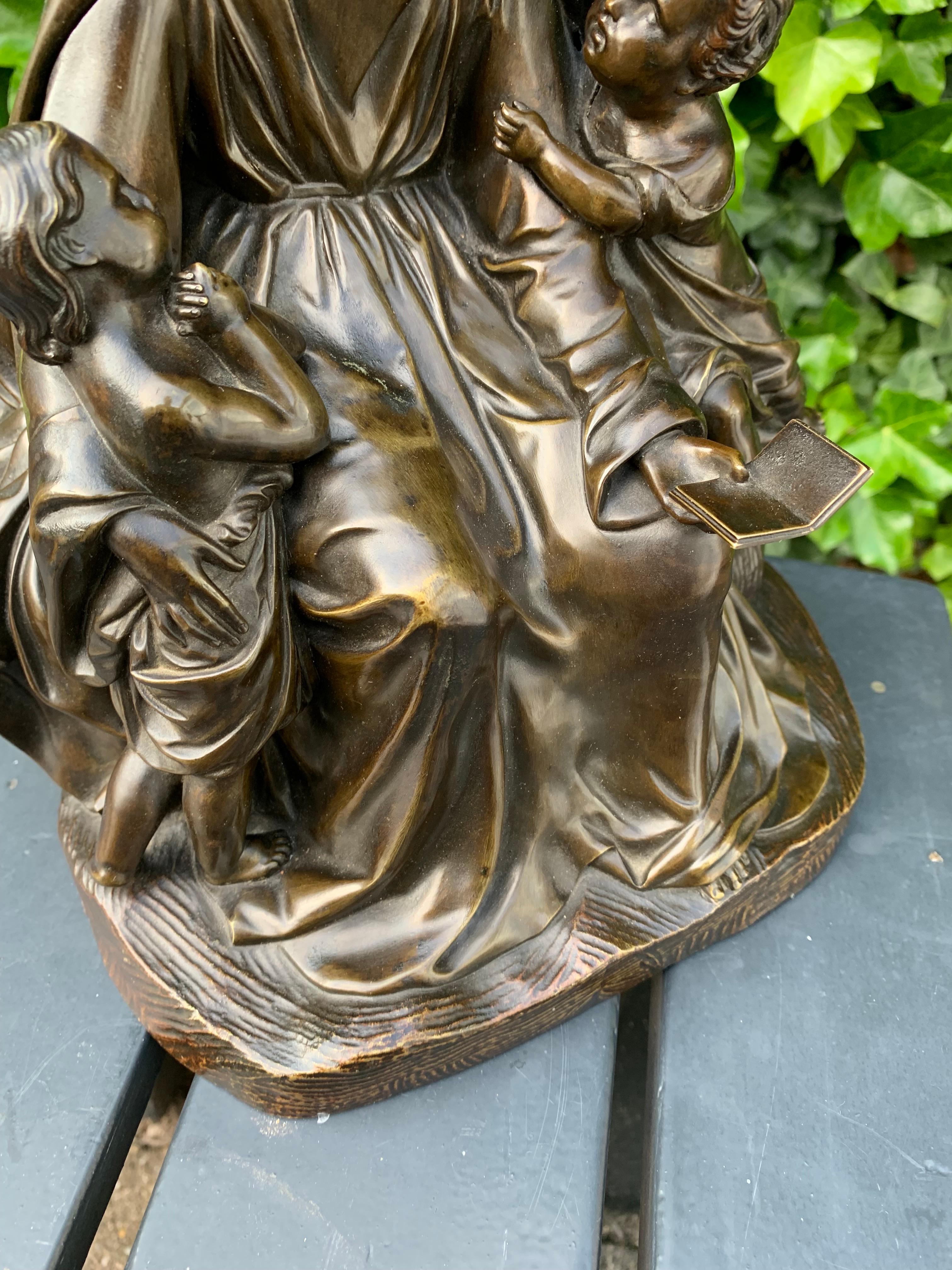 Antique Bronze Religious Art Sculpture / Statue Depicting Christ with Children For Sale 3