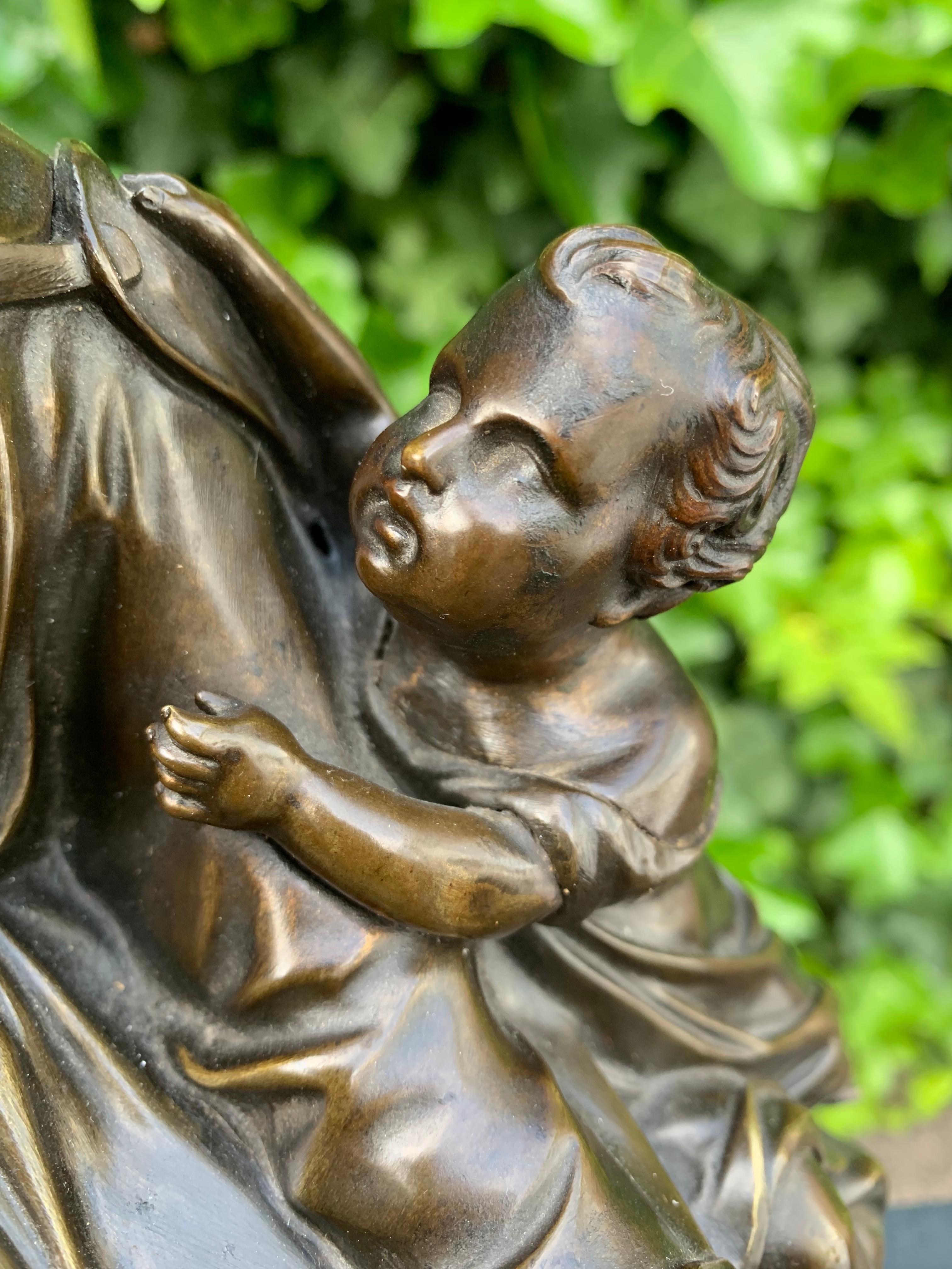 Antique Bronze Religious Art Sculpture / Statue Depicting Christ with Children For Sale 4