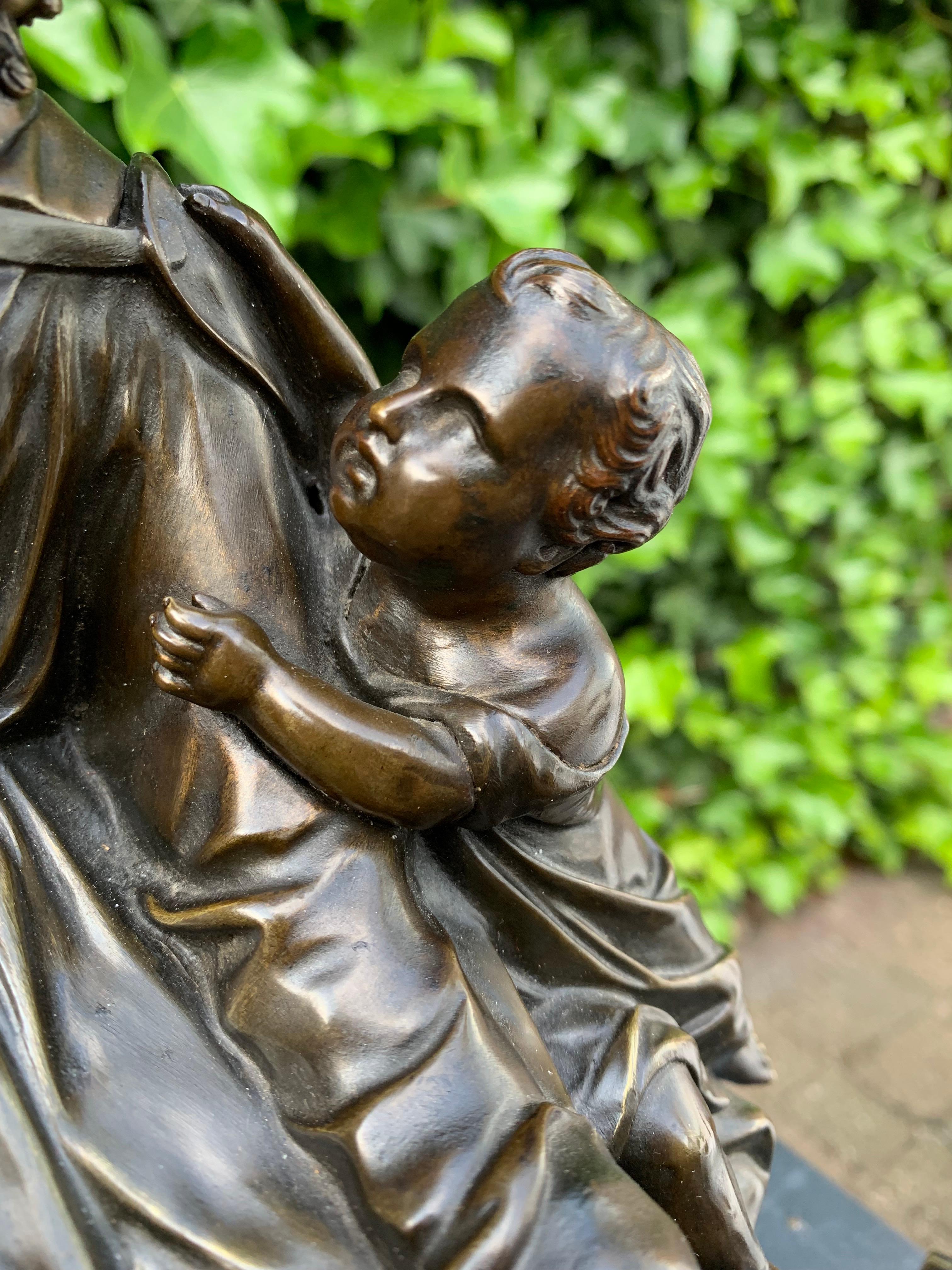 Antique Bronze Religious Art Sculpture / Statue Depicting Christ with Children For Sale 8