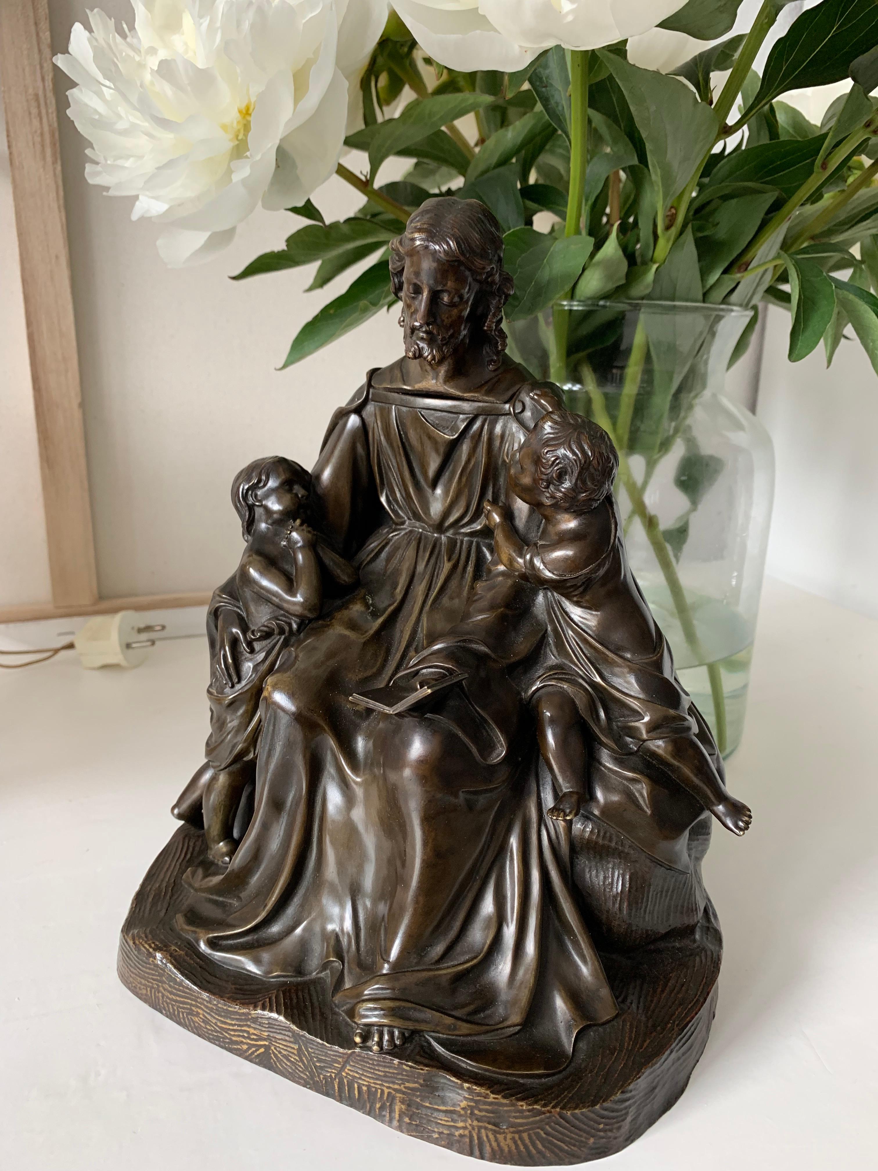 19th century finest bronze group statue. 

This excellent quality and very refined sculpture of Christ with children is another one of our recent great finds. Anyone who knows what it takes to create a bronze sculpture from start to finish realizes