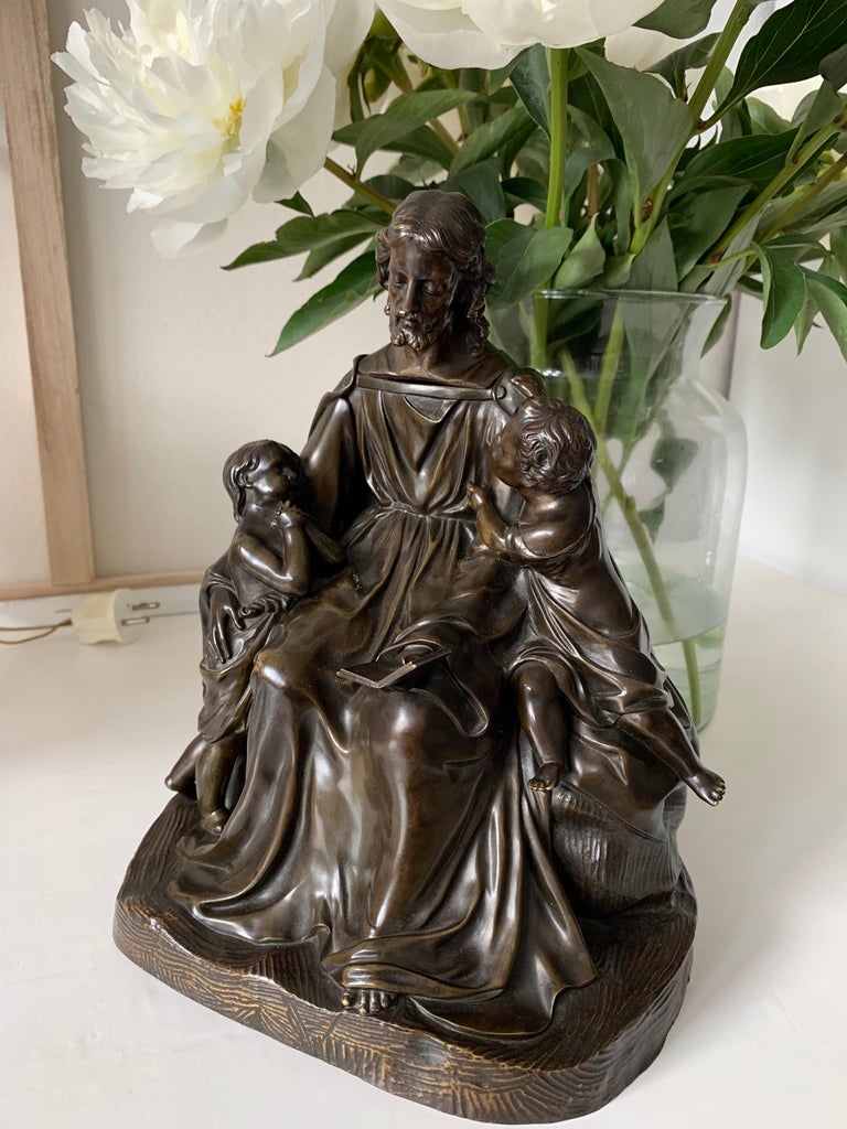 Antique Bronze Religious Art Sculpture / Statue Depicting Christ with