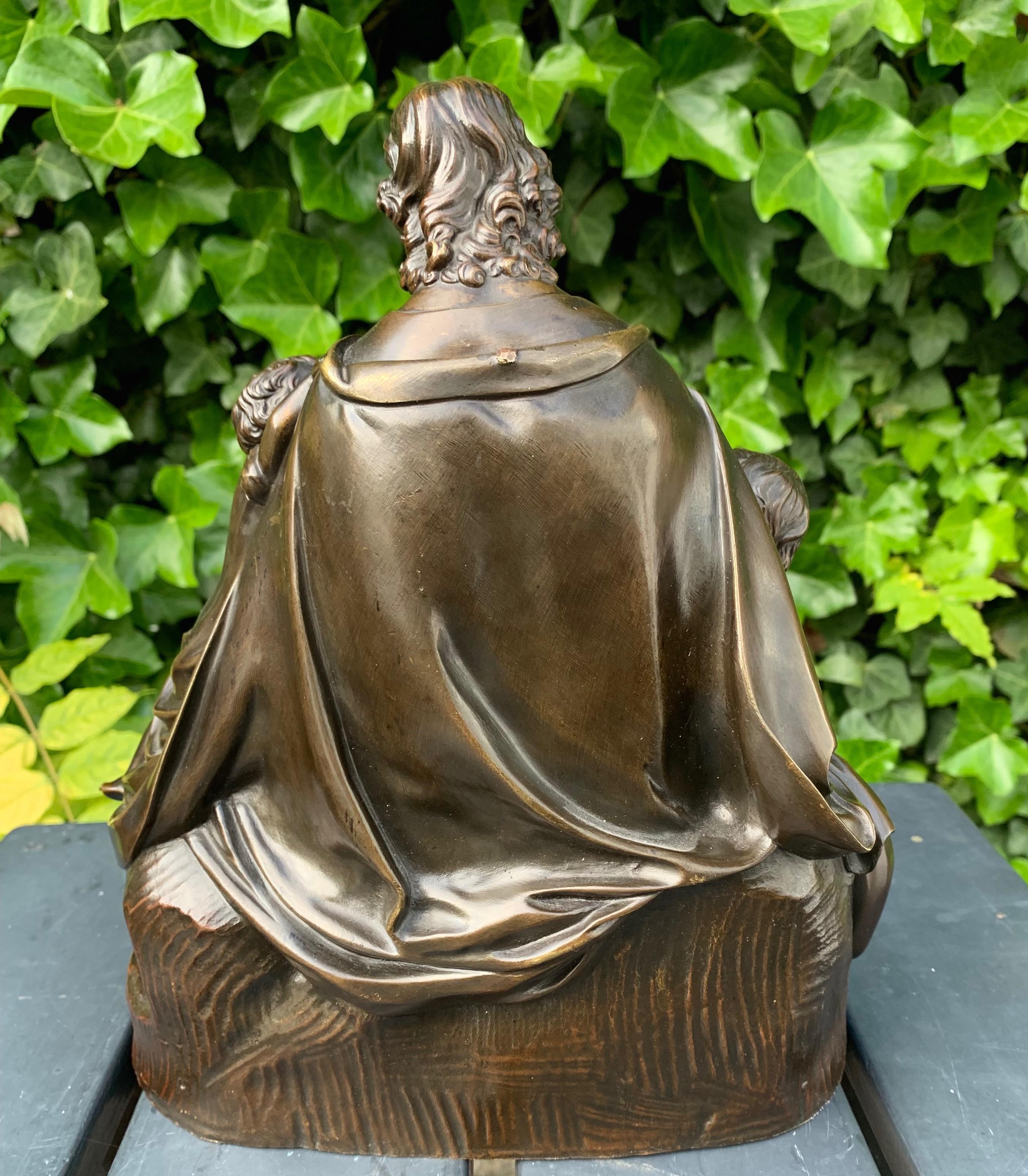 Antique Bronze Religious Art Sculpture / Statue Depicting Christ with Children In Excellent Condition For Sale In Lisse, NL